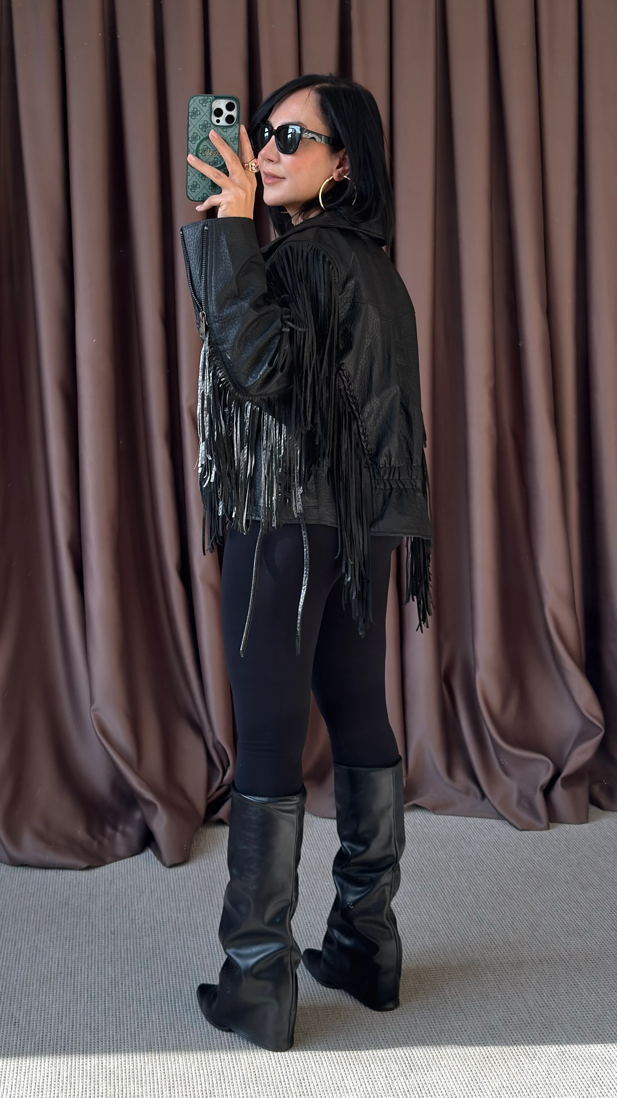 PÜSKÜLLÜ TASARIM CROC DERİ CEKET