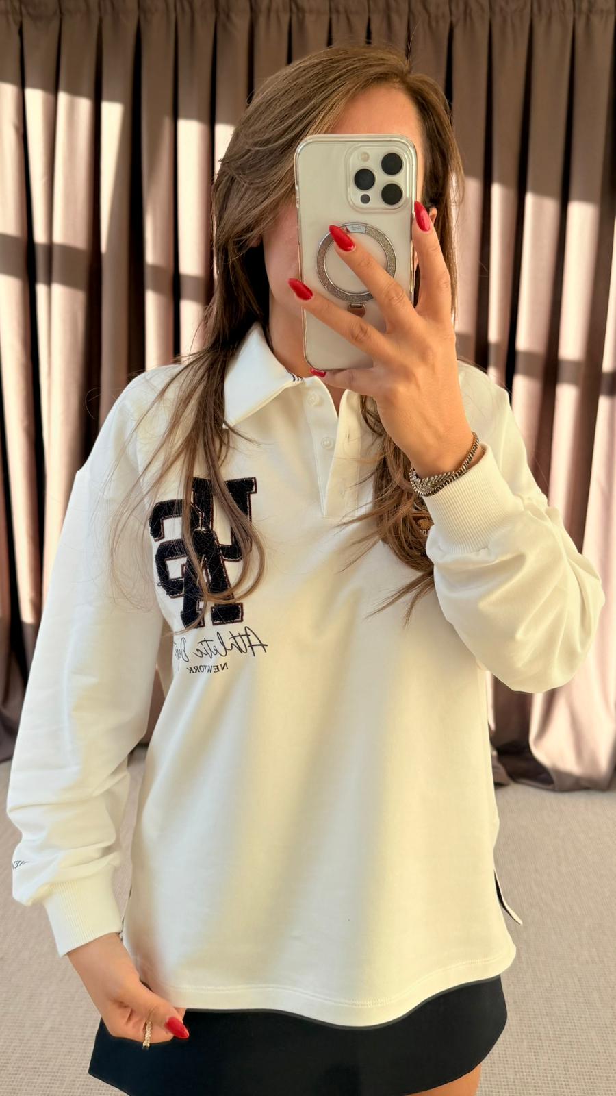 POLO YAKA ARMALI İNCE SWEATSHİRT