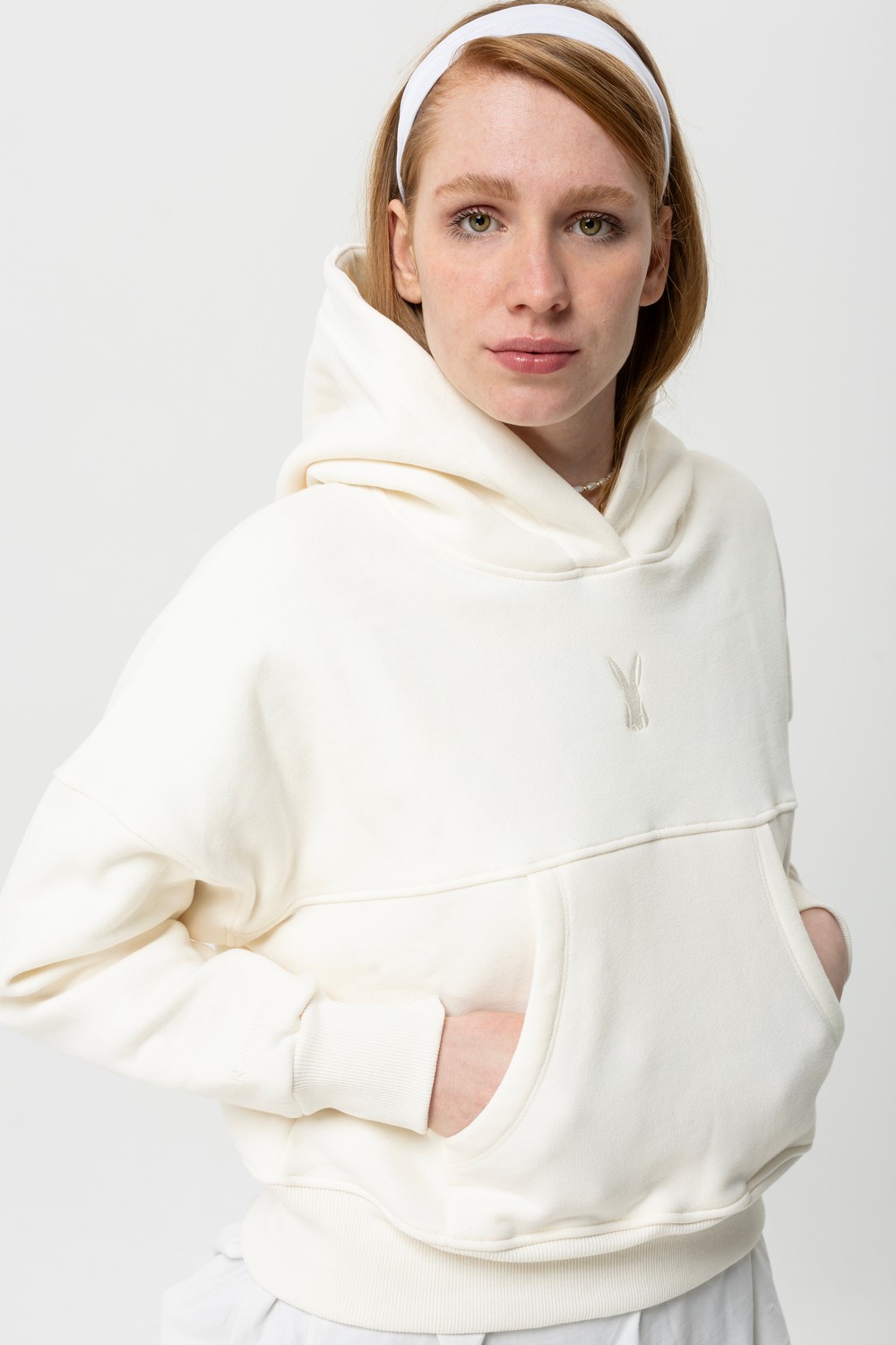 Grace Kısa Hoodie  - Bej