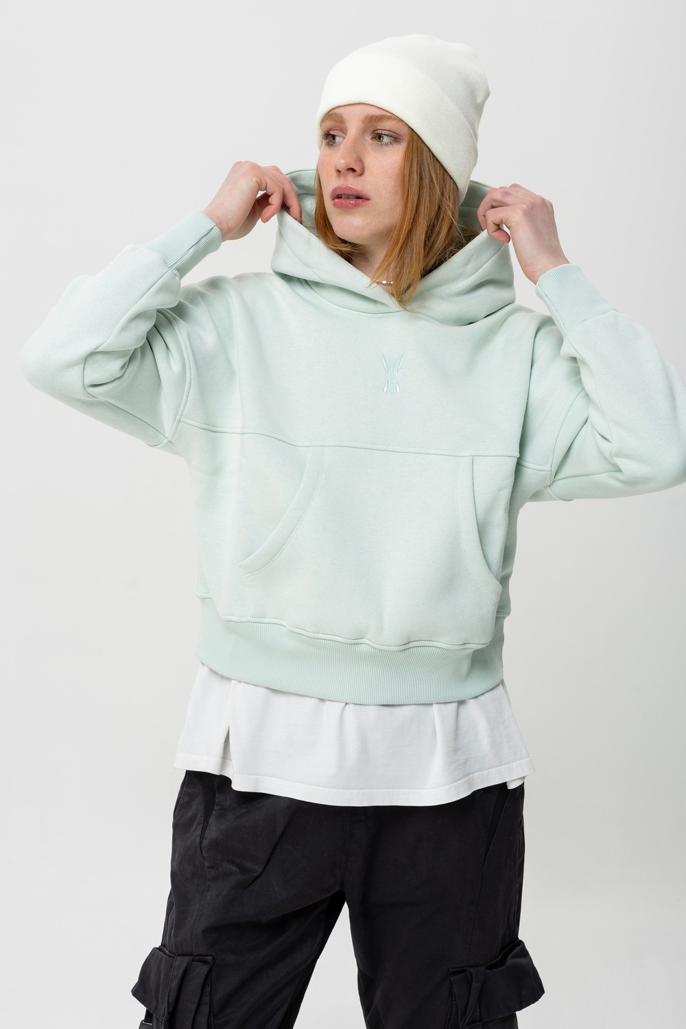 Grace Kısa Hoodie  - Mint