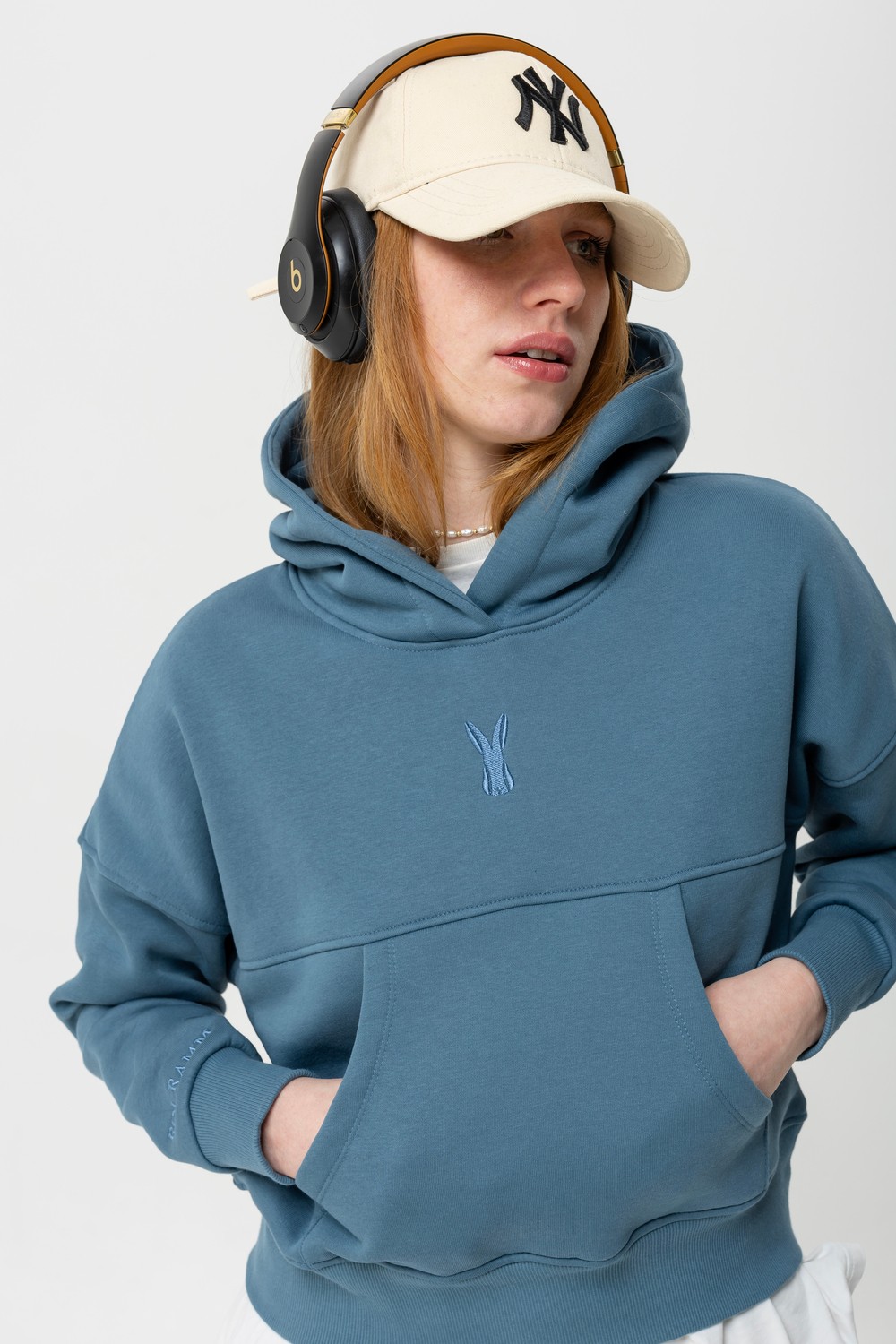 Grace Kısa Hoodie  - Mavi