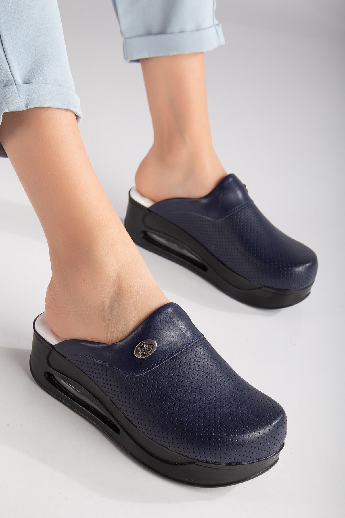 Women's Clogs Navy Blue - Orthopedic, Comfortable, Anti-Slip