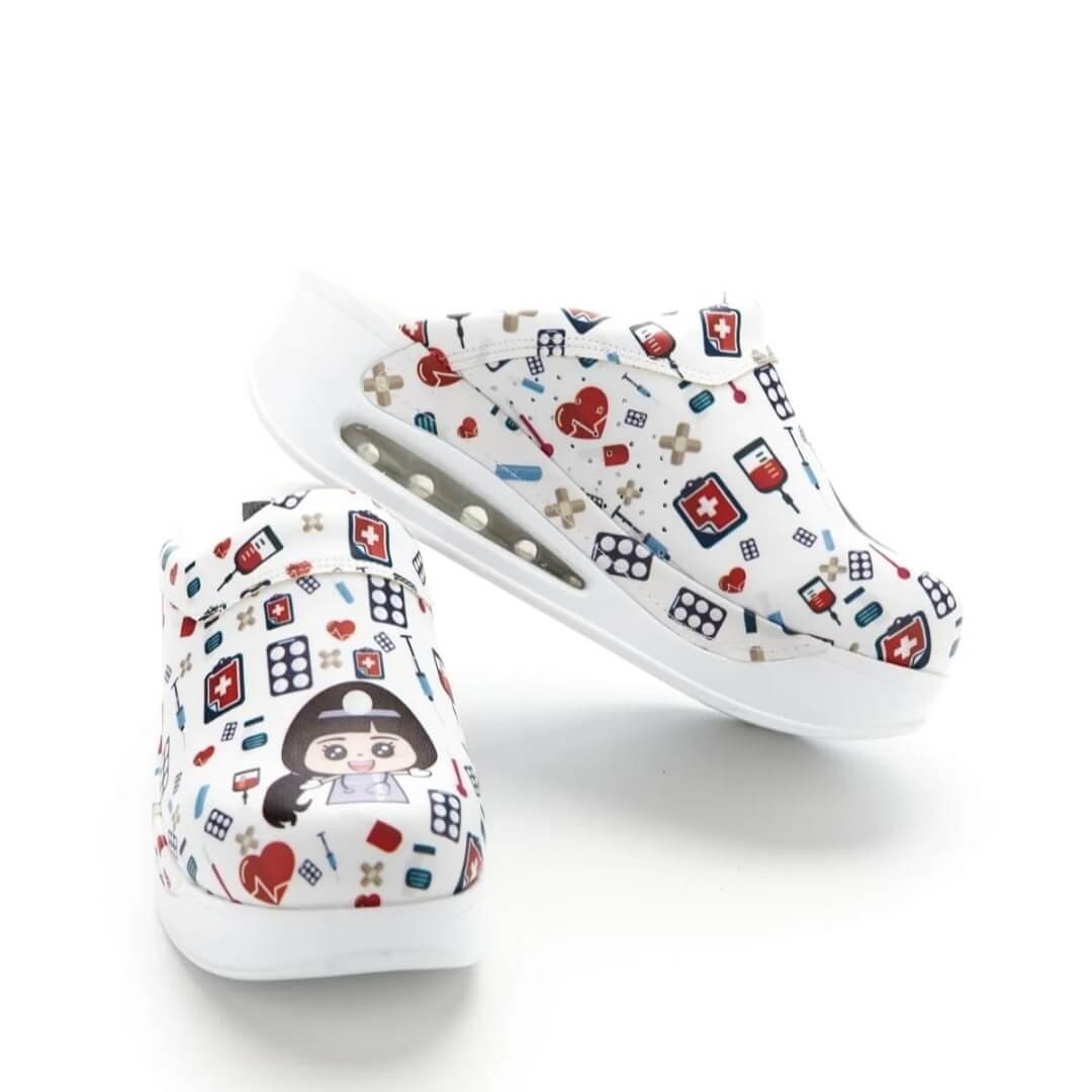 Orthopedic Women's Medical Clogs Heart Pattern - Anti-Slip, Comfortable