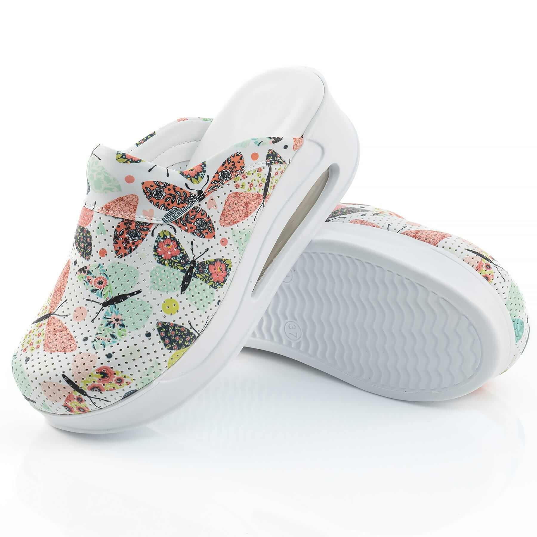 Orthopedic Women's Medical Clogs Butterfly Pattern - Anti-Slip, Comfortable