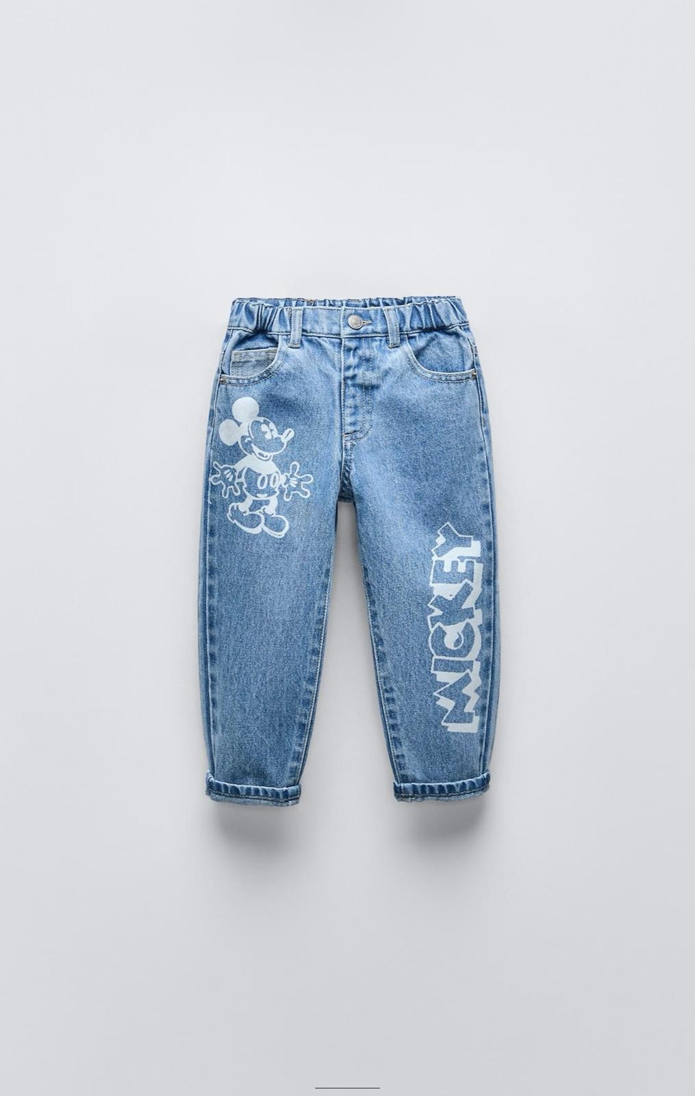  Kız Çocuk Mickey Mouse Baskılı Mom Jean 