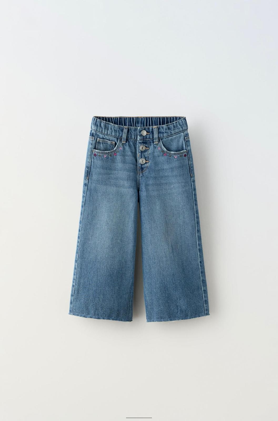 İŞLEMELİ CULOTTE DENIM JEAN