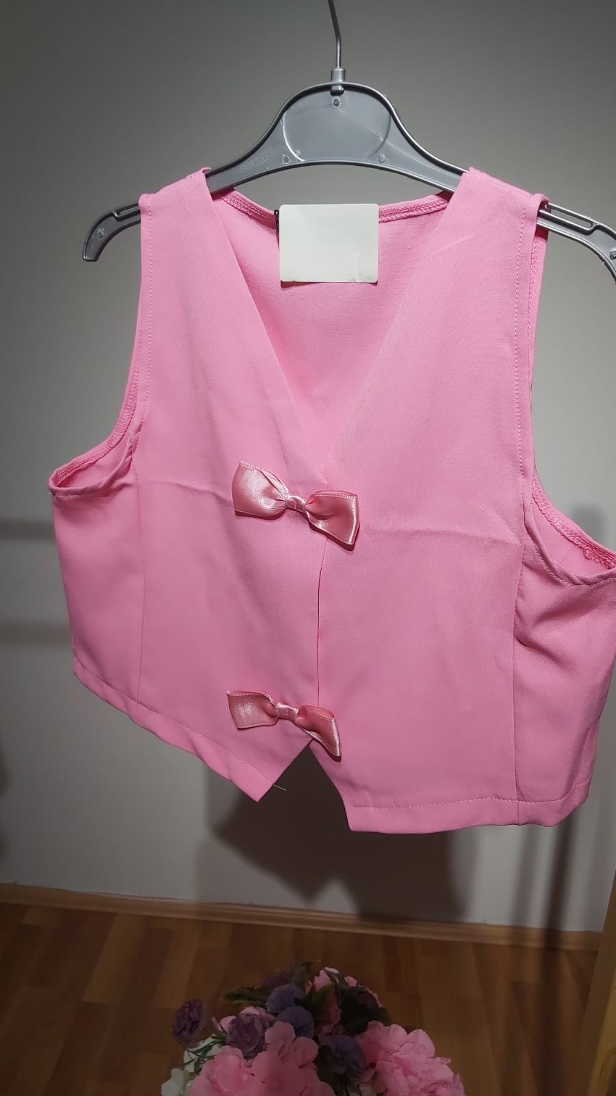 Kız Çocuk Fiyonklu Yelek Pembe