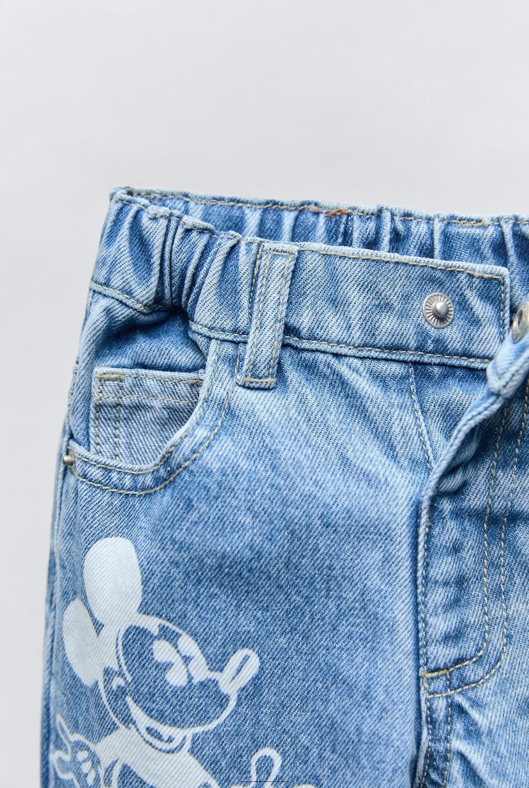  Kız Çocuk Mickey Mouse Baskılı Mom Jean 