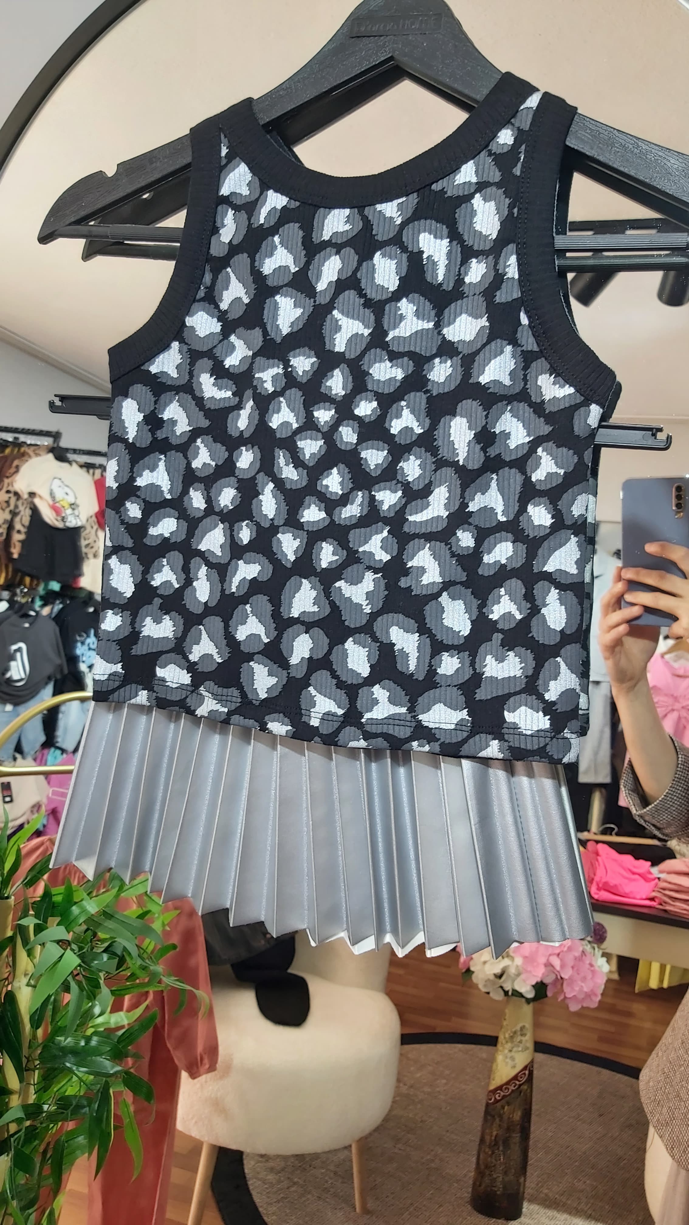Kız Çocuk  Loeopar Crop Siyah