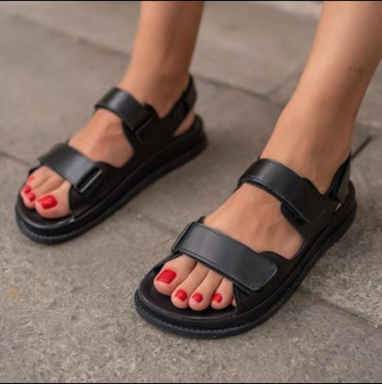 Sandalet Bantlı Siyah Georgia