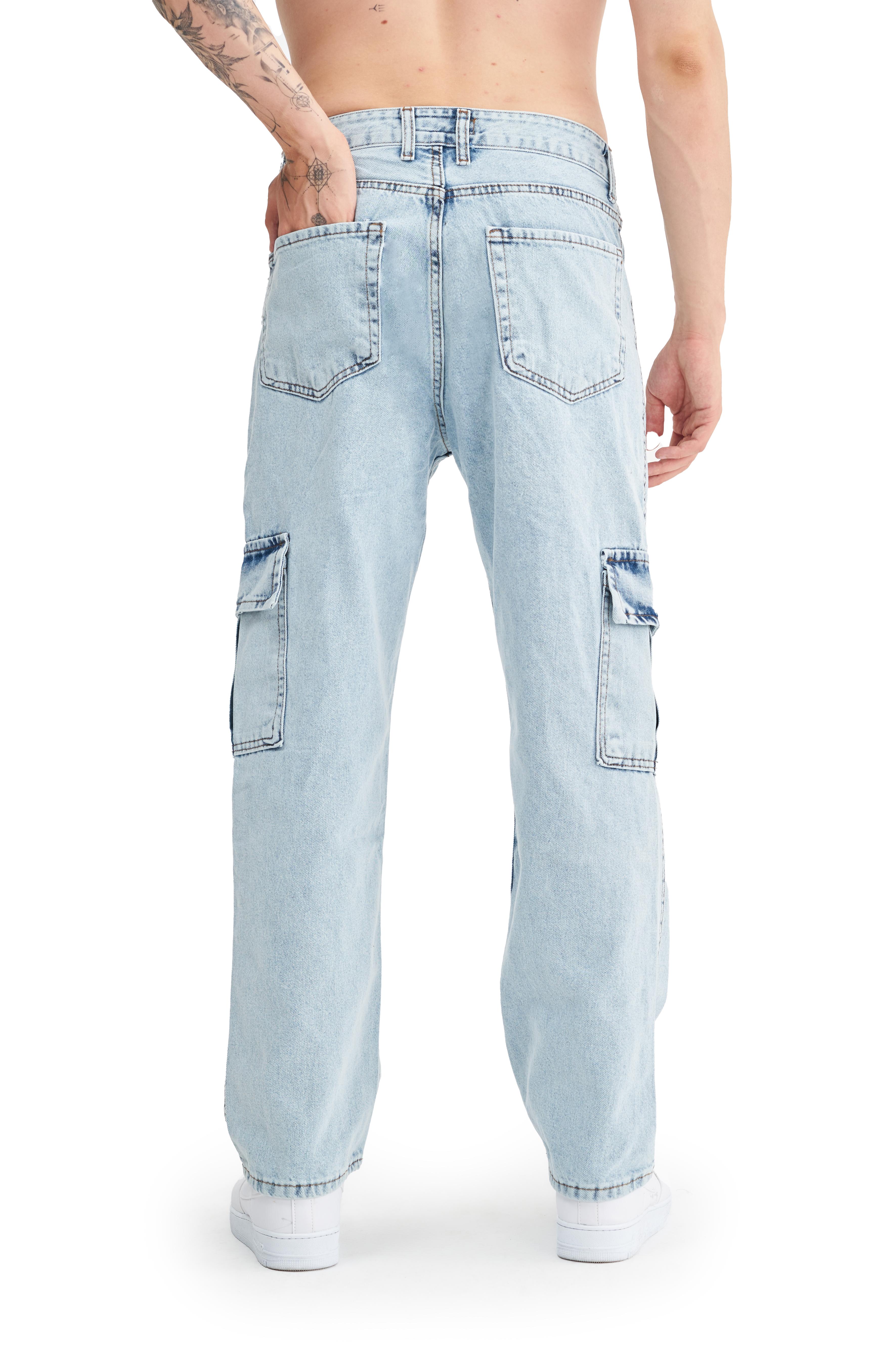 Mesfeno Erkek Kargo Cepli Baggy Denim Pantolon