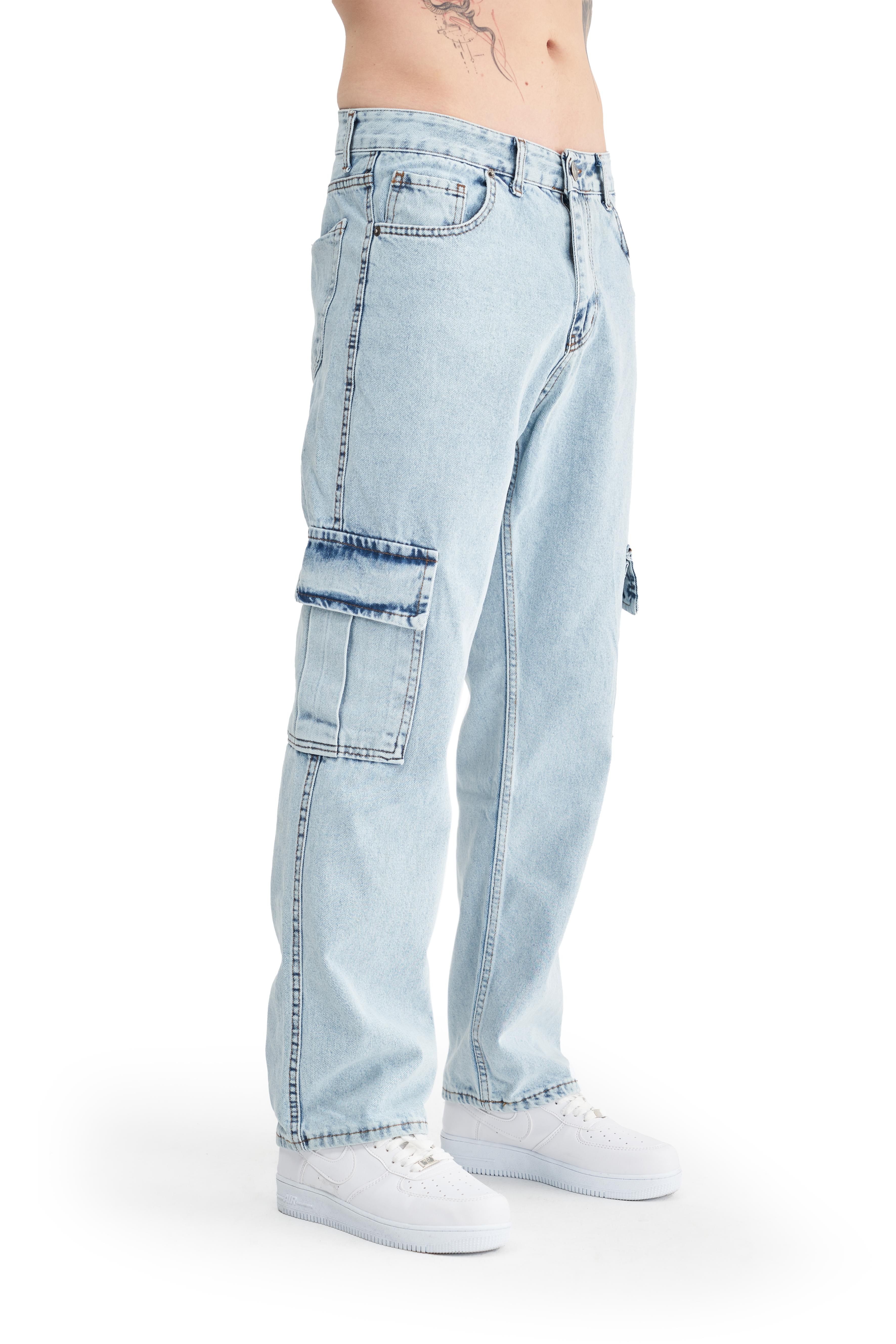 Mesfeno Erkek Kargo Cepli Baggy Denim Pantolon