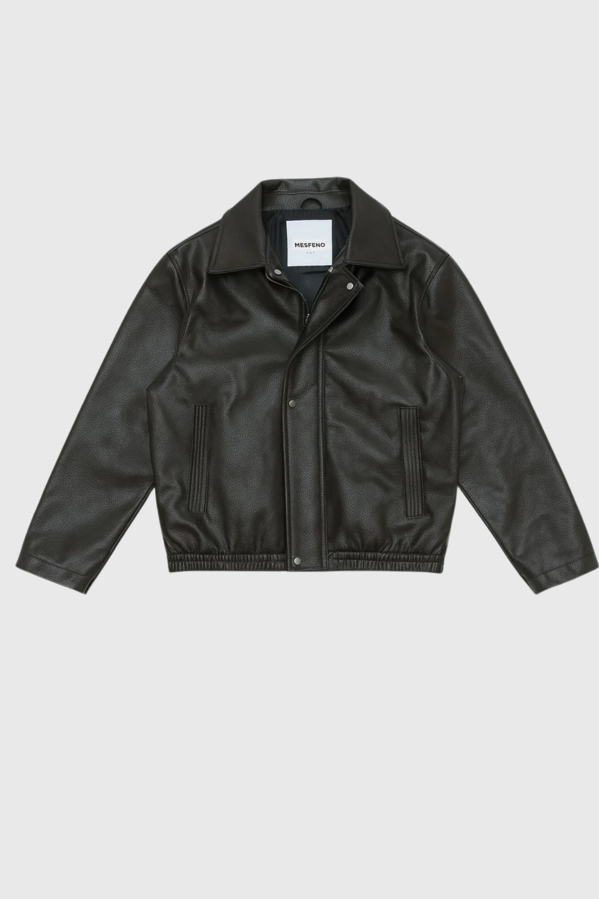 Çift Kapamalı Astarlı Deri Ceket - Kahverengi