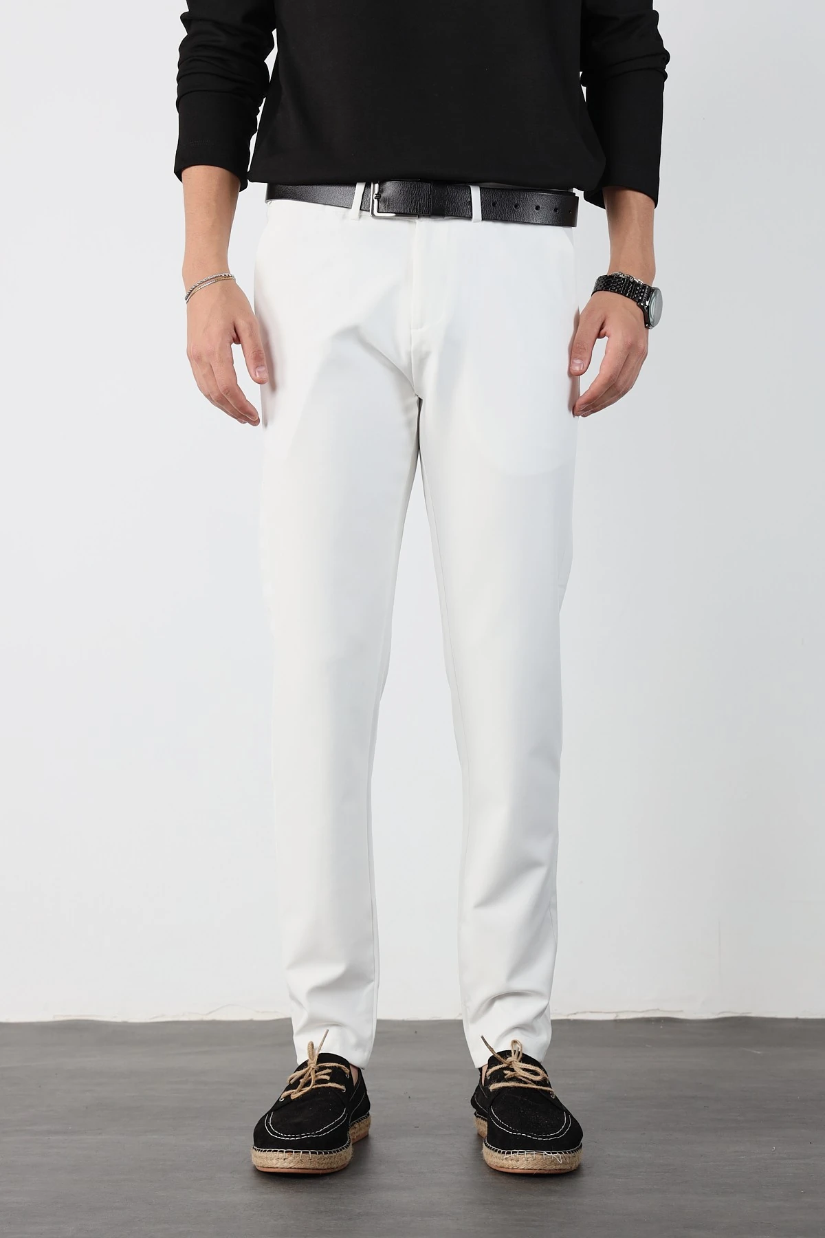 Gizli Bel Lastikli Esnek Kumaş Slim Fit Pantolon