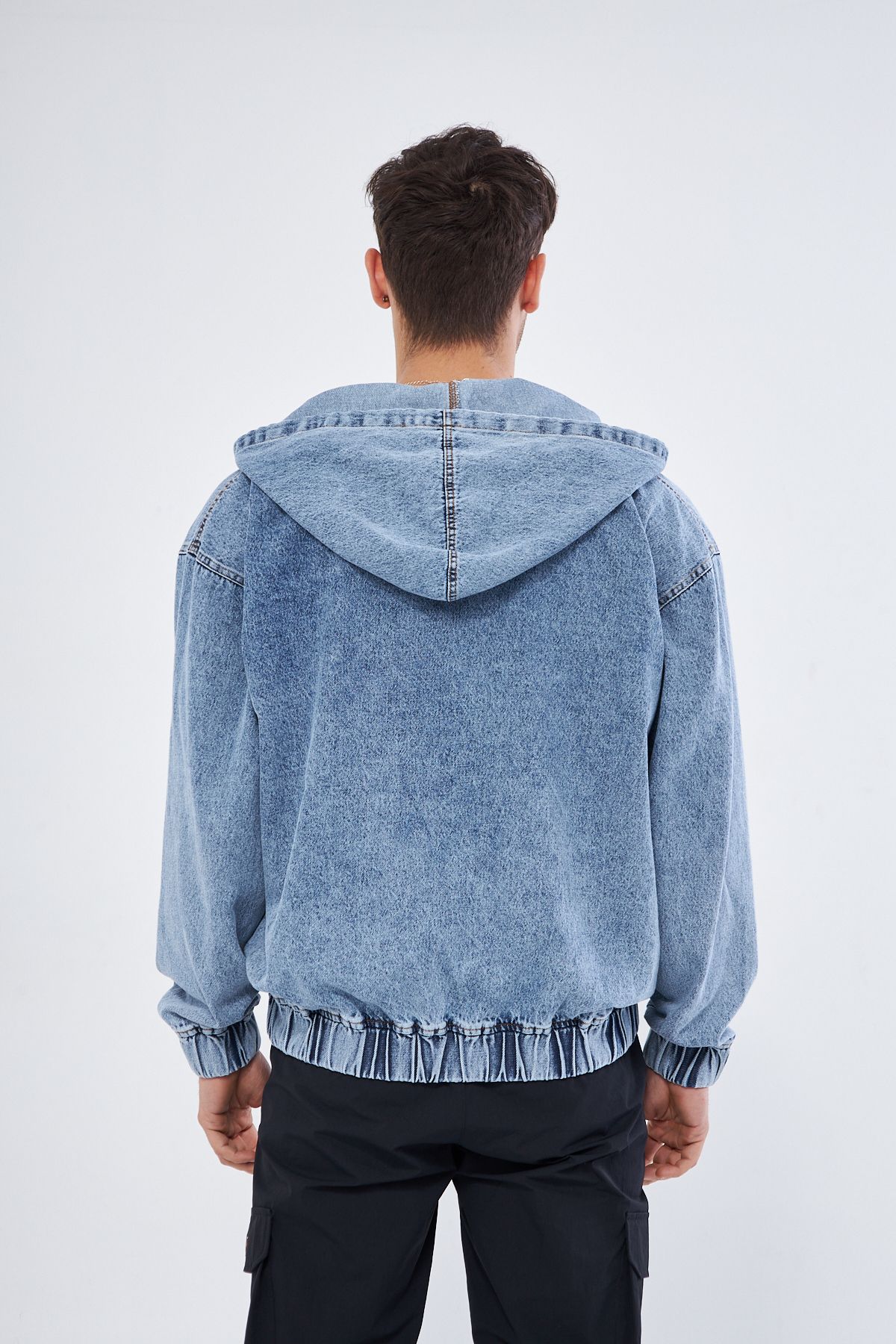 Mesfeno Kapüşonlu Denim Kumaş Erkek Sweatshirt