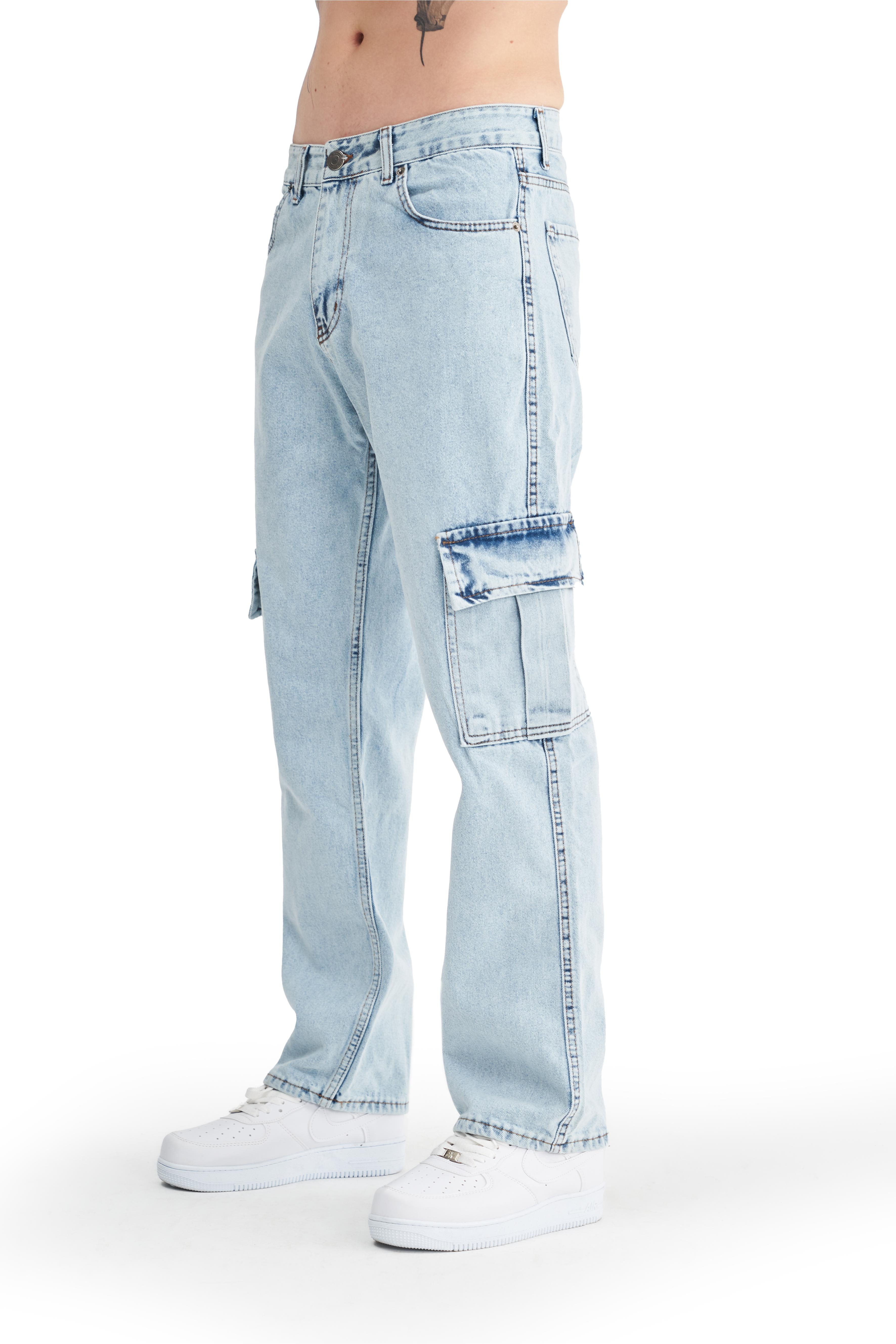 Mesfeno Erkek Kargo Cepli Baggy Denim Pantolon