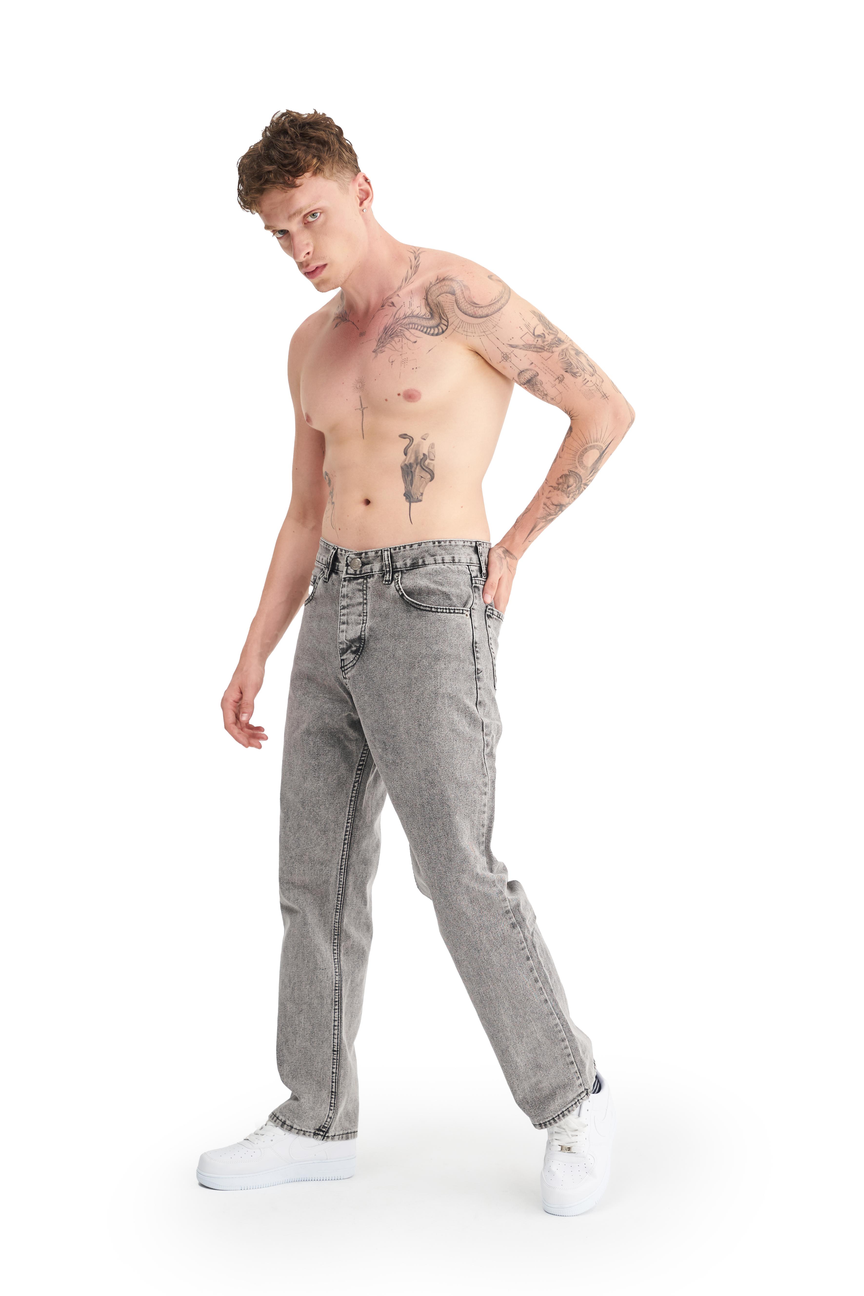 Mesfeno Erkek Basic Baggy Bol Kesim Denim Pantolon - Antrasit