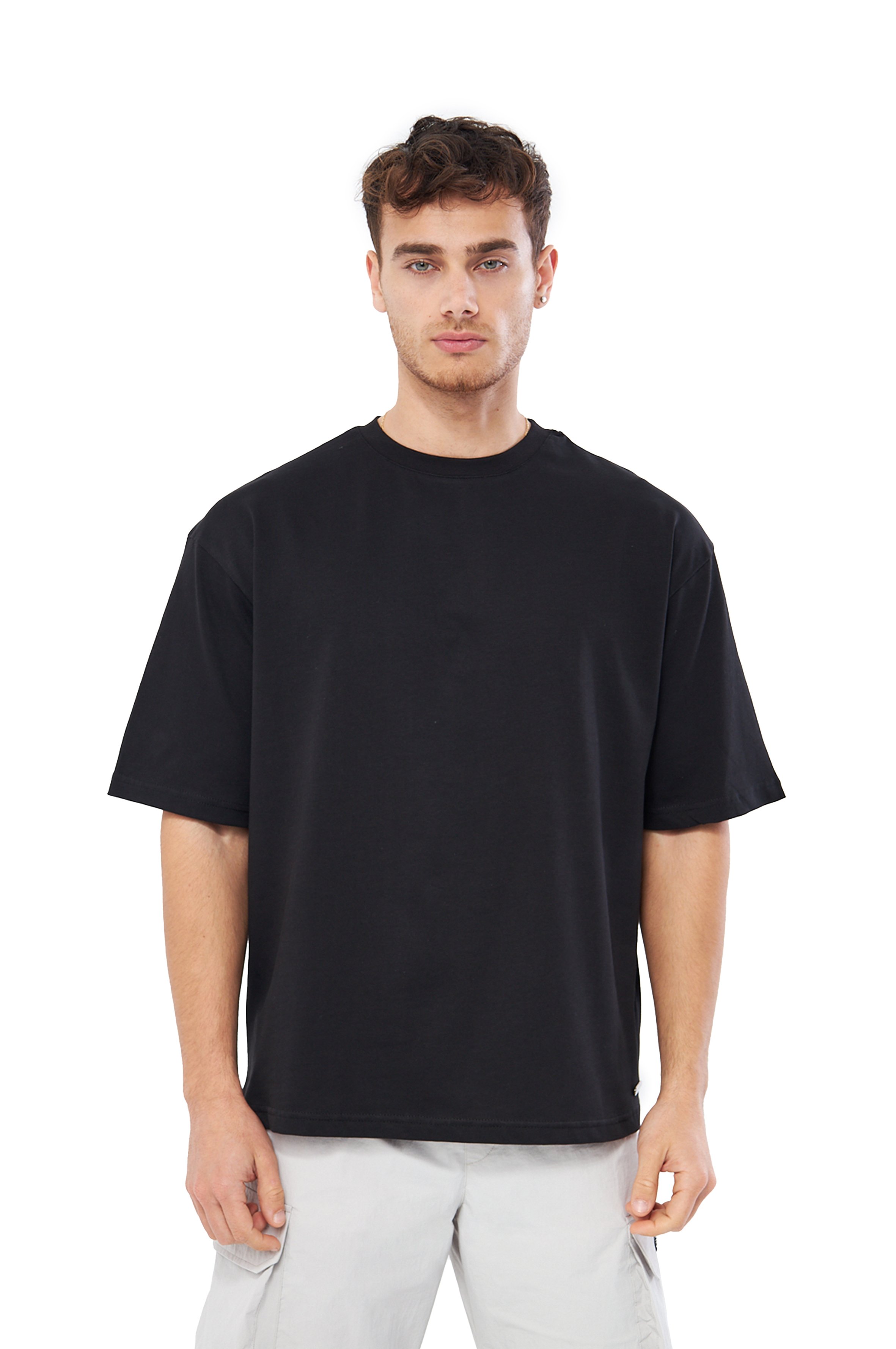 MESFENO ERKEK BASIC OVERSIZE  FIT TSHIRT - Siyah