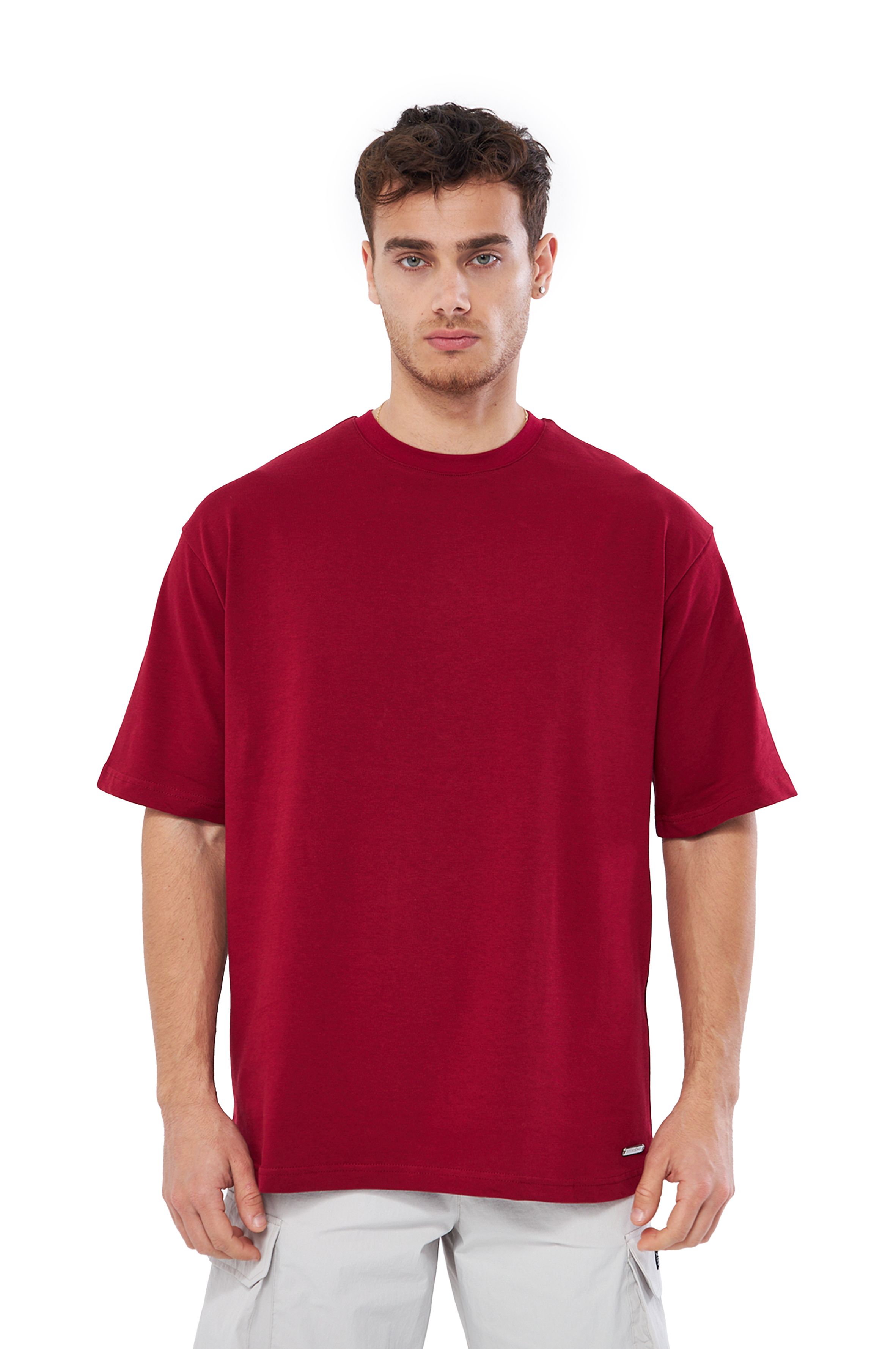 MESFENO ERKEK BASIC OVERSIZE  FIT TSHIRT - Bordo