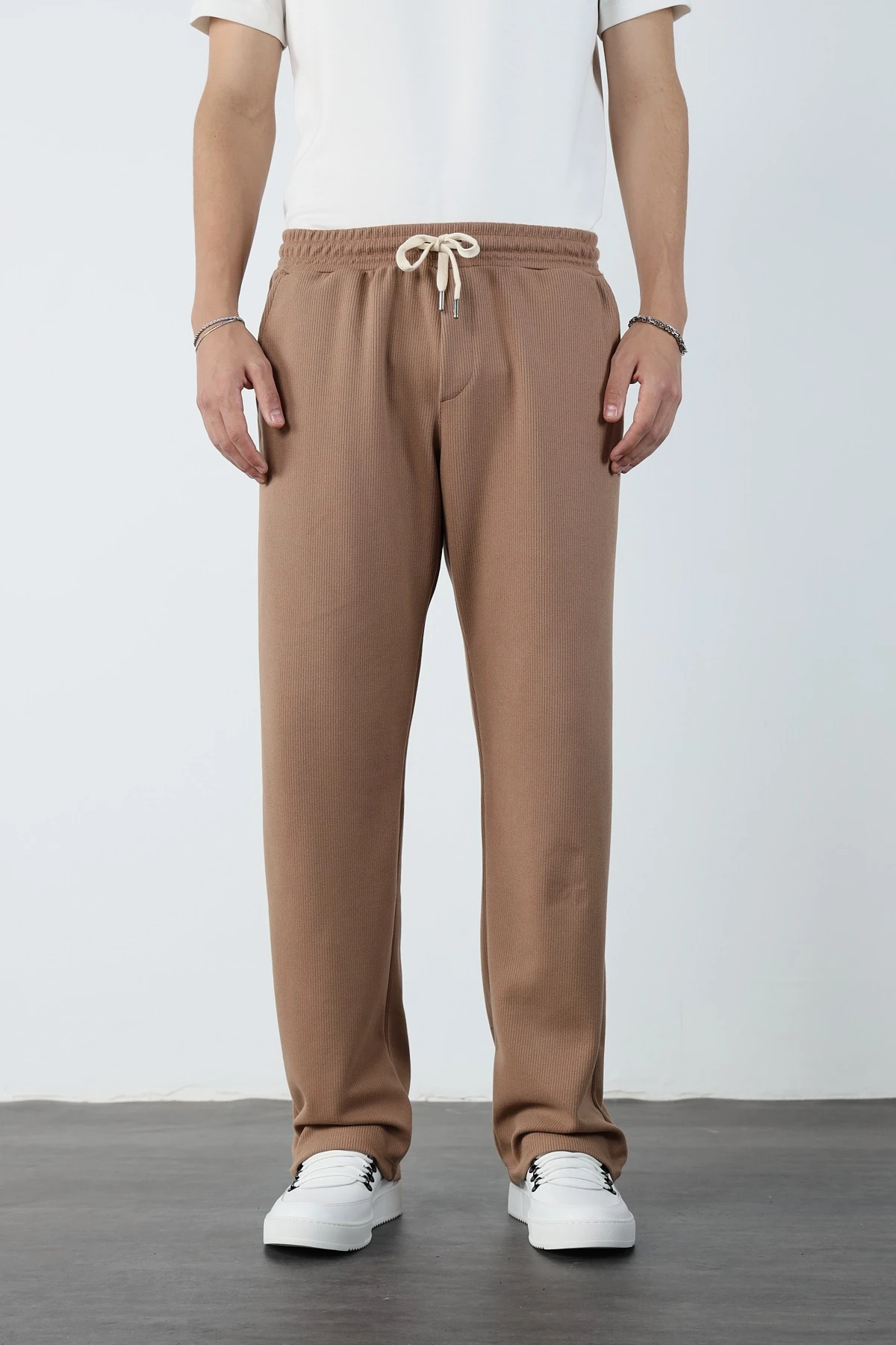 Beli Lastikli Baggy Ottoman Pantolon - Kahverengi