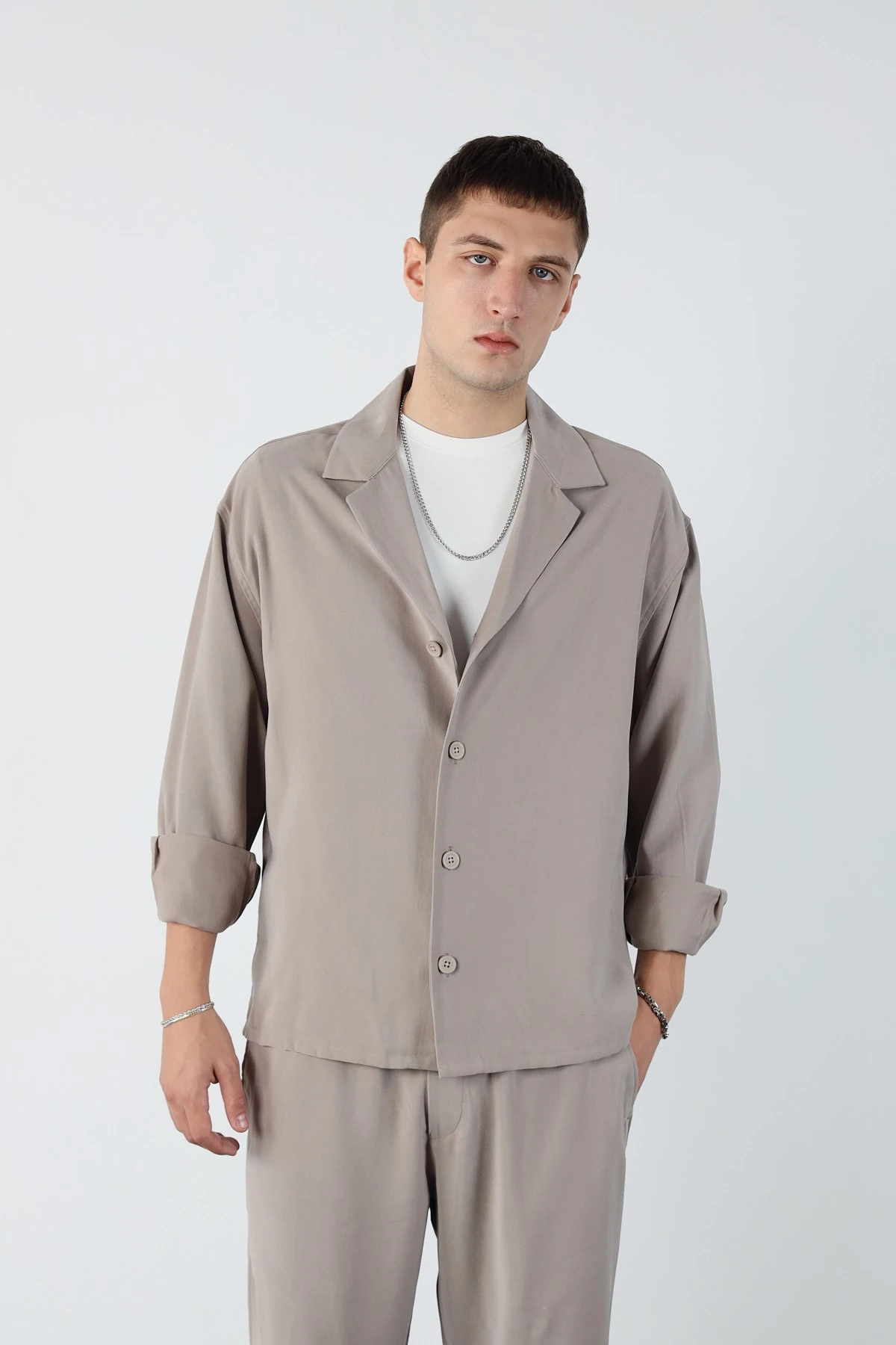 Boxy Fit Modal Kumaş Erkek Gömlek