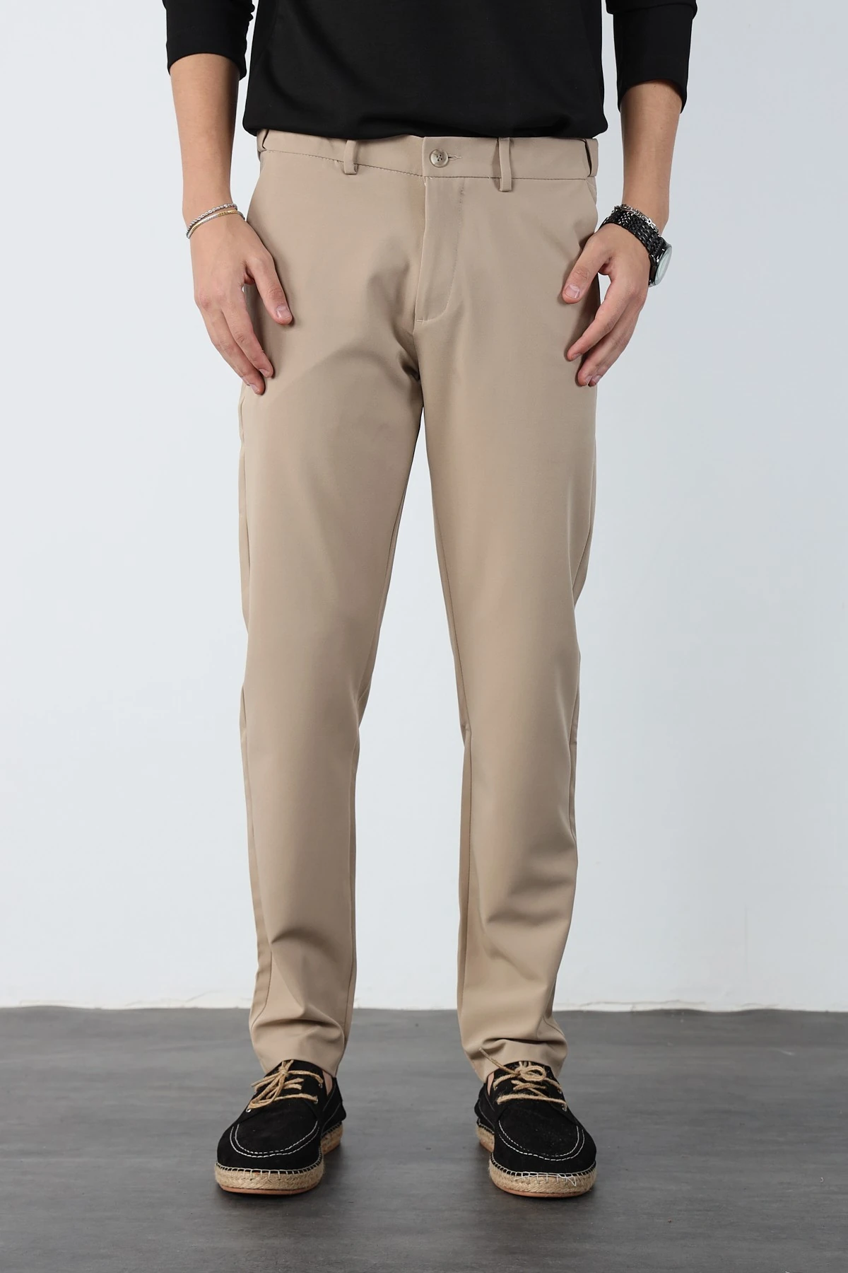 Gizli Bel Lastikli Esnek Kumaş Slim Fit Pantolon