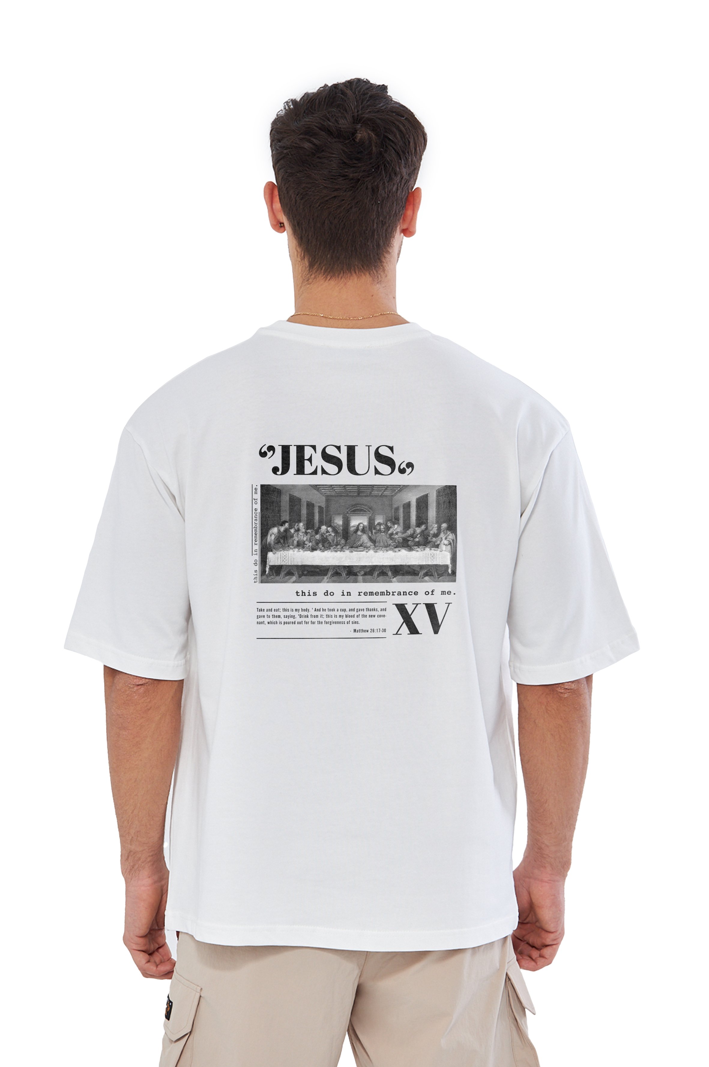 MESFENO ERKEK JESUS BASKILI OVERSIZE FIT TSHIRT