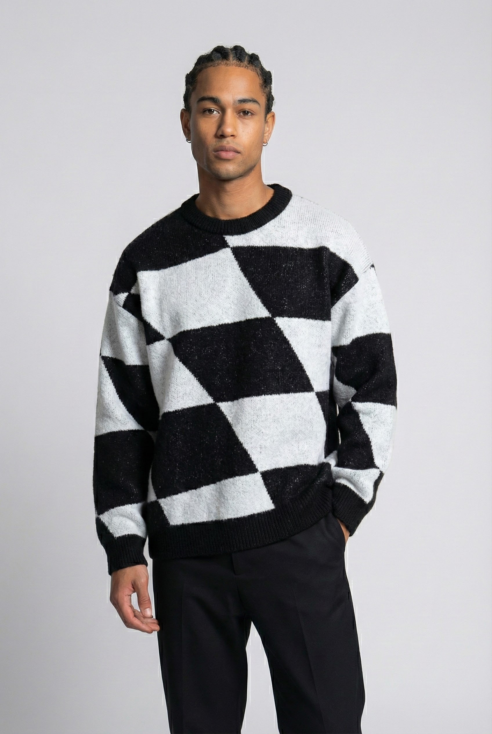 Zigzag Bloklu Oversize Kazak