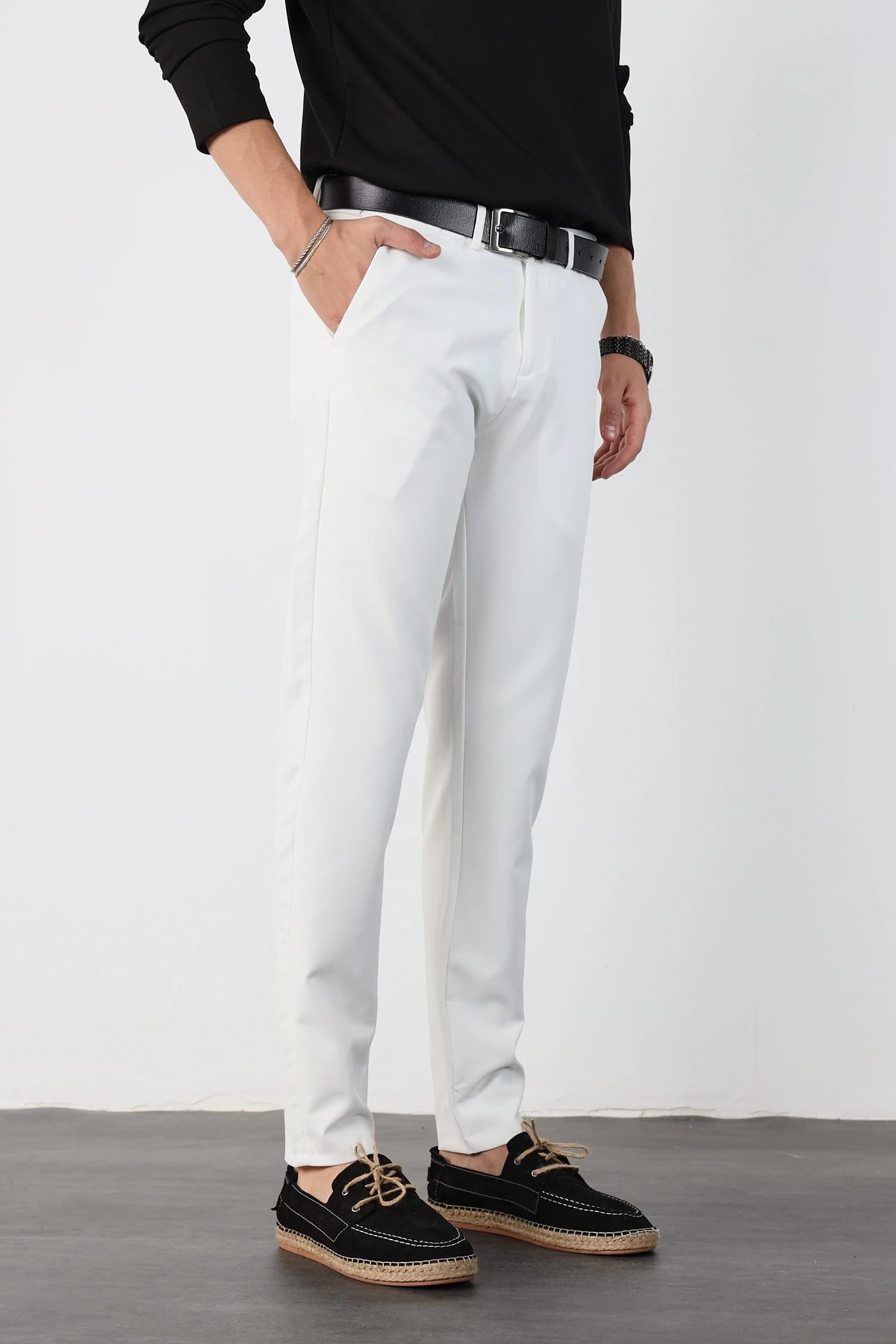 Gizli Bel Lastikli Esnek Kumaş Slim Fit Pantolon