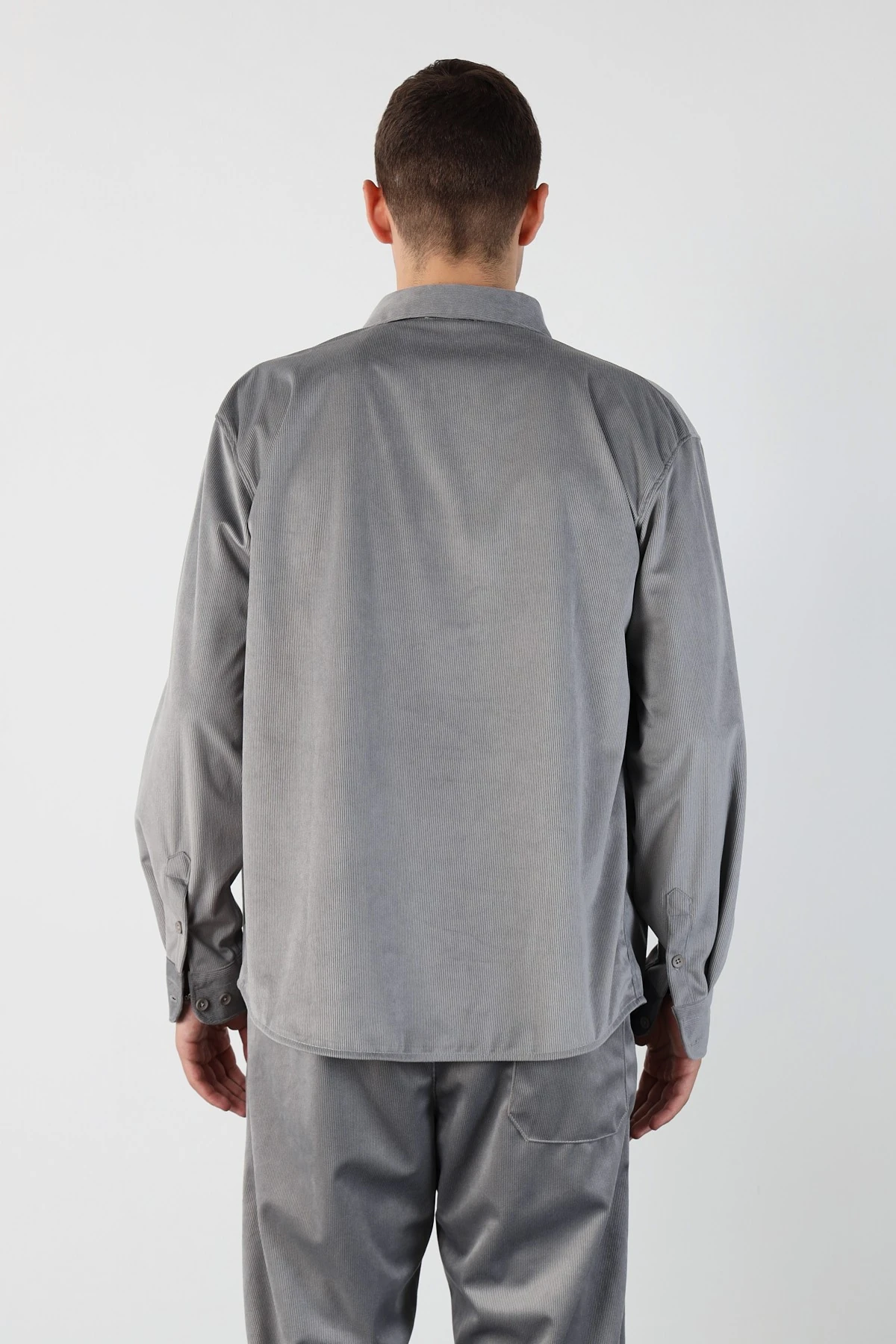 İnce Fitilli Oversize Kadife Gömlek