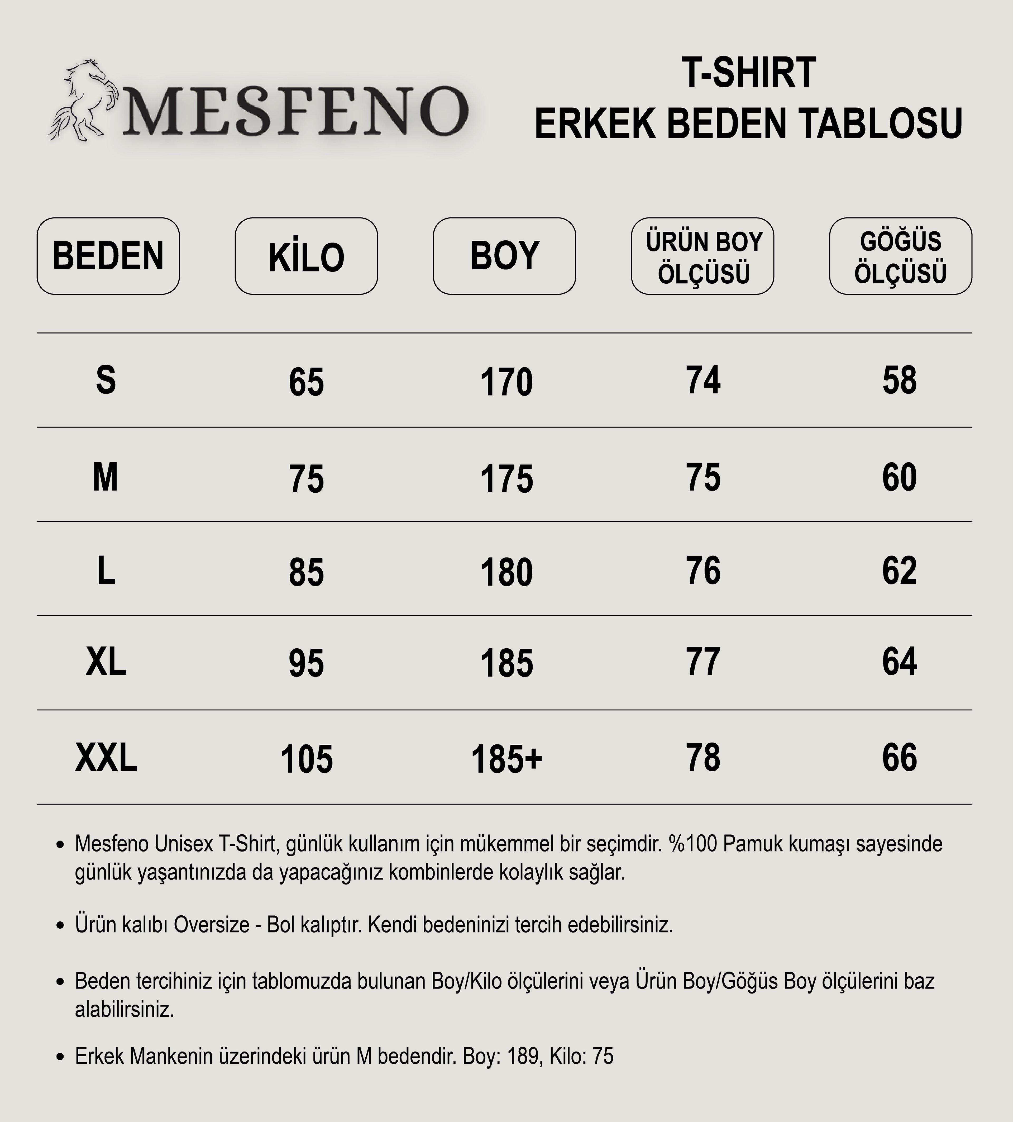 Mesfeno Erkek Basic Oversize Fit Tshirt