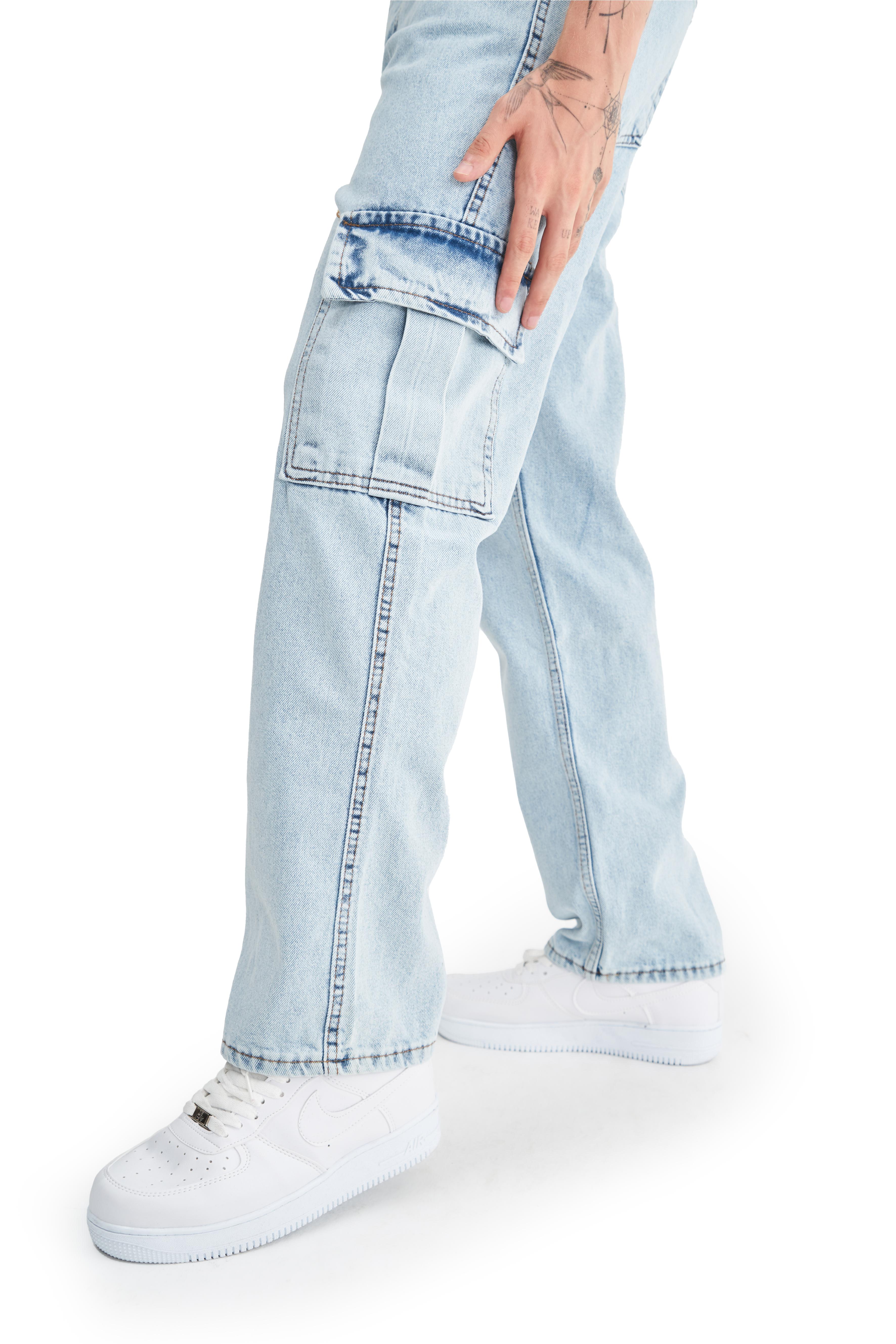 Mesfeno Erkek Kargo Cepli Baggy Denim Pantolon