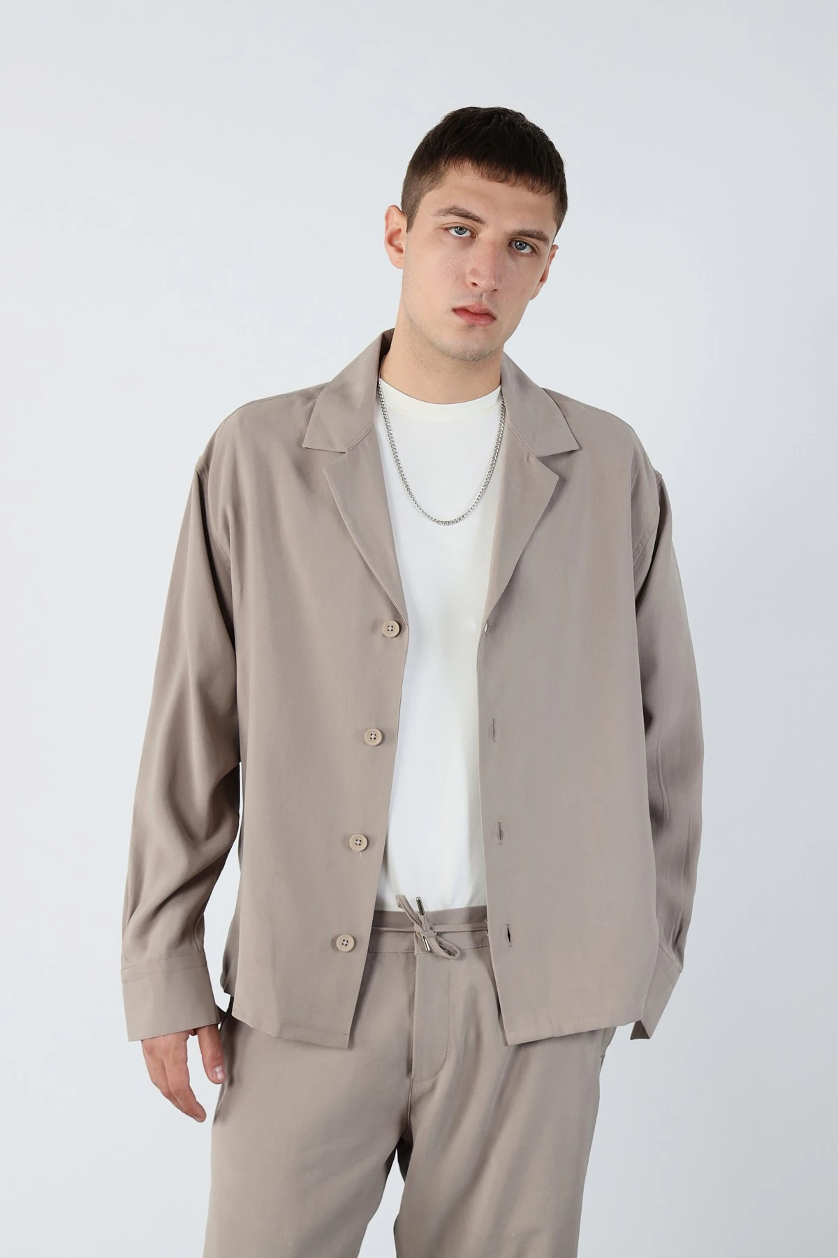 Boxy Fit Modal Kumaş Erkek Gömlek