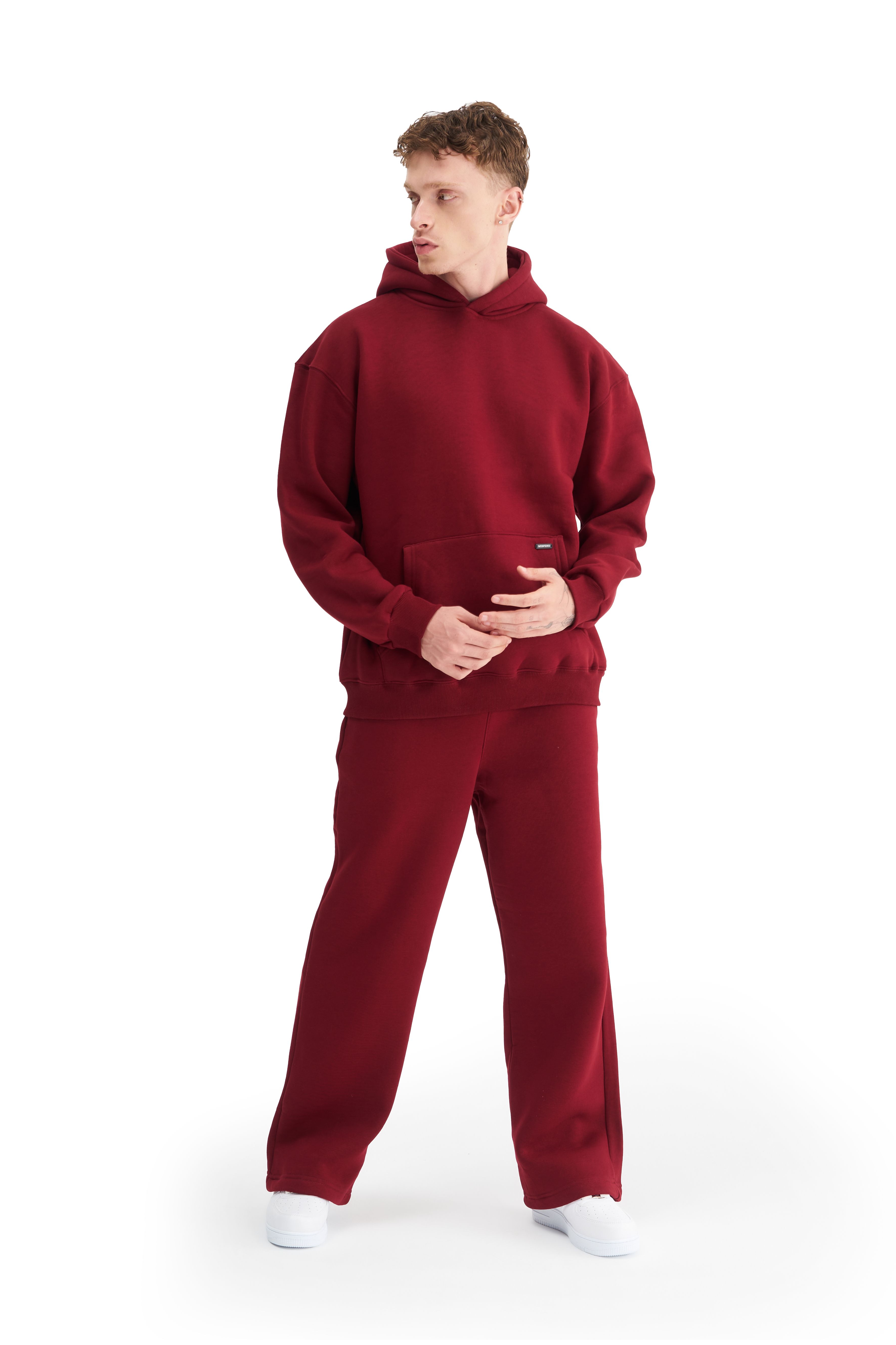 Mesfeno Erkek Beli Lastikli Jogger, Basic Baggy Pantolon - Bordo