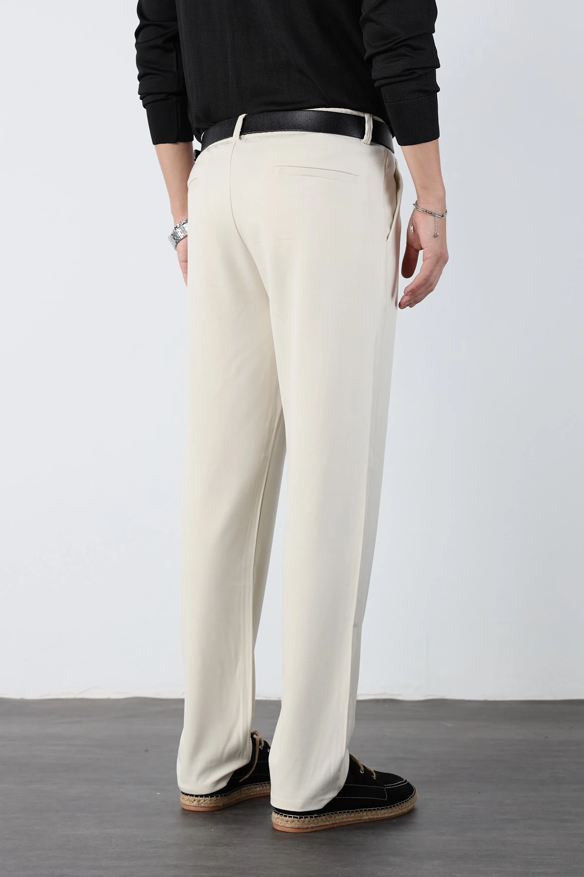 Tek Pile Bel Lastikli Baggy Erkek Kumaş Pantolon