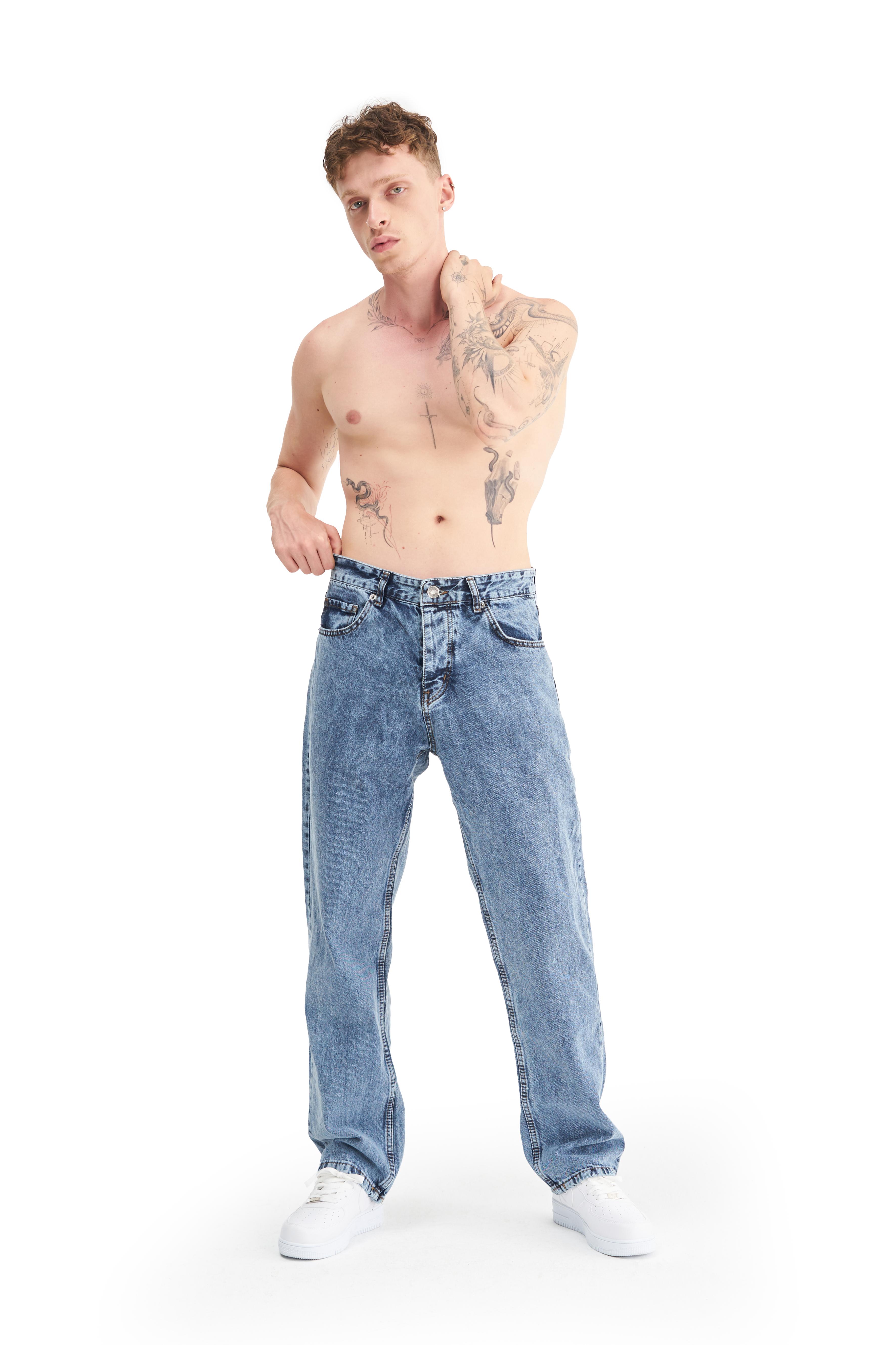 Mesfeno Erkek Basic Baggy Bol Kesim Denim Pantolon