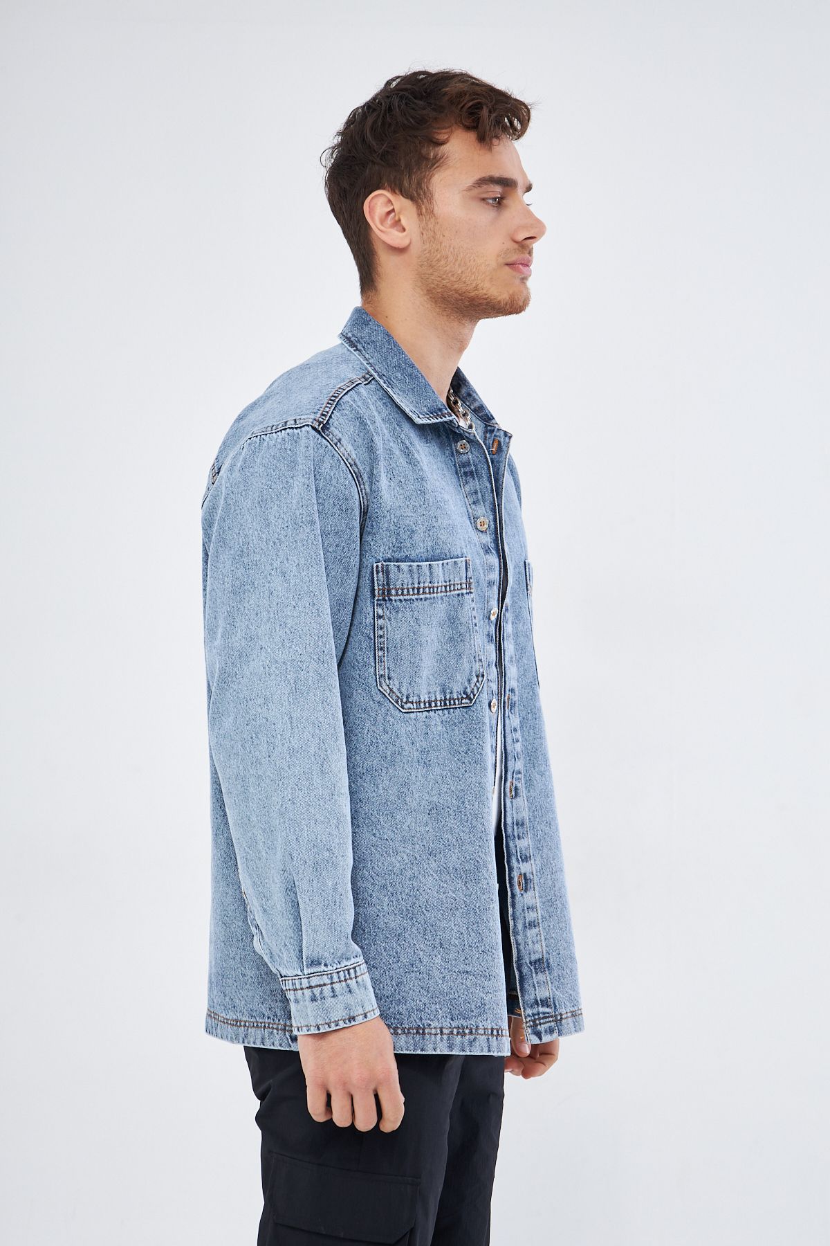 Mesfeno Erkek Denim Gömlek Ceket