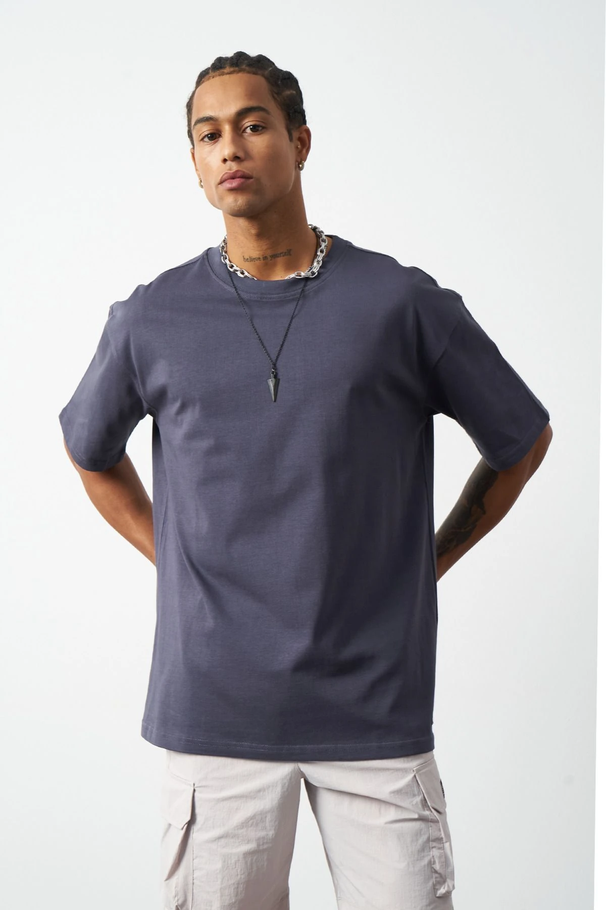 Oversize Dikiş Detaylı Premium Basic T-Shirt