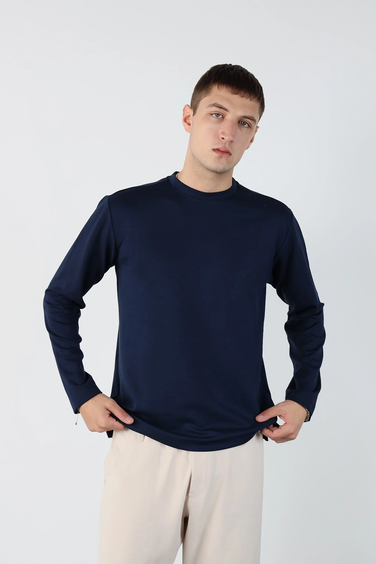 Regular Esnek Modal Kumaş Erkek Sweatshirt