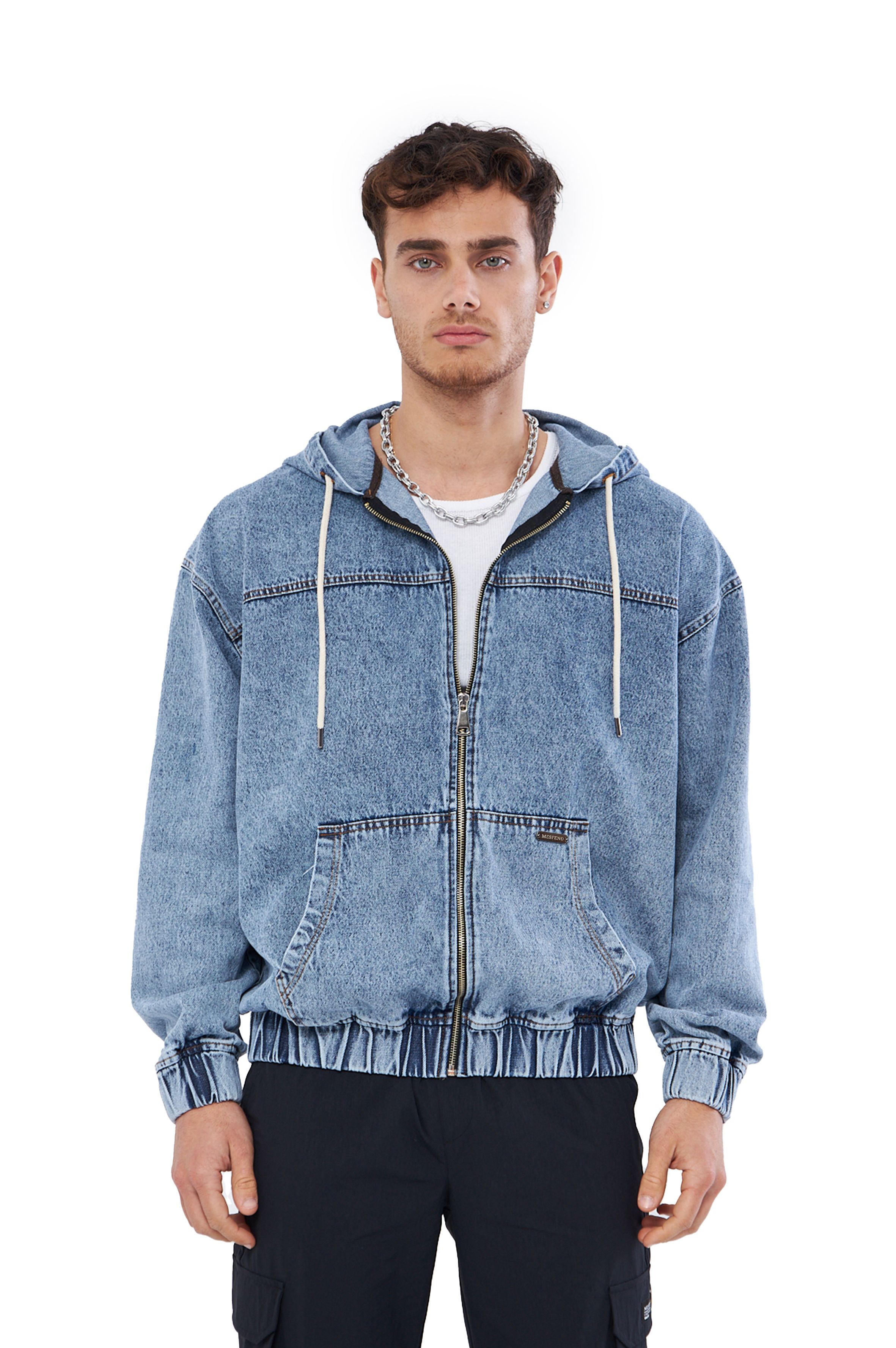 MESFENO KAPÜŞONLU DENIM KUMAŞ ERKEK SWEATSHIRT