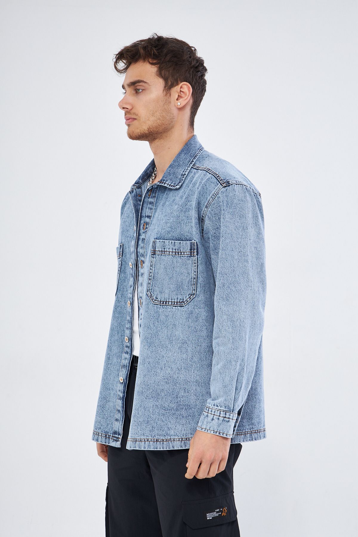 Mesfeno Erkek Denim Gömlek Ceket