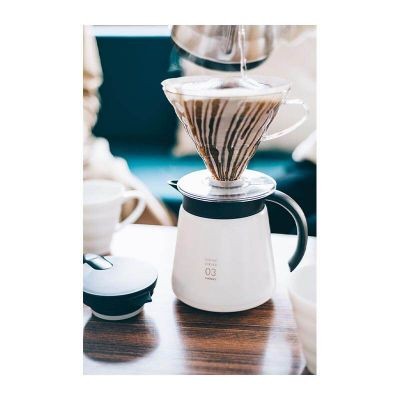 Hario V60 03 Yalıtımlı Paslanmaz Servis Sürahisi, 800 ml, Beyaz