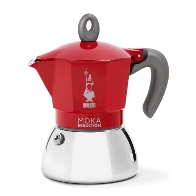 Bialetti İndüksiyon Moka Pot, 6 Cup, Kırmızı