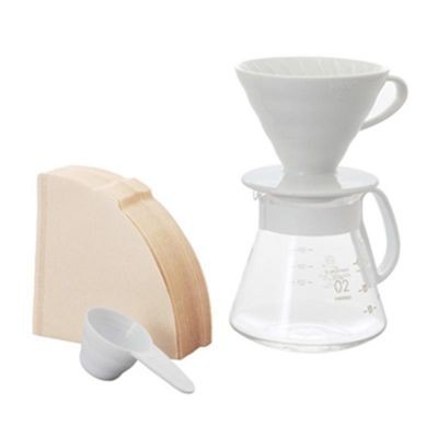 Hario V60 02 Seramik Kahve Demleme Seti, Beyaz