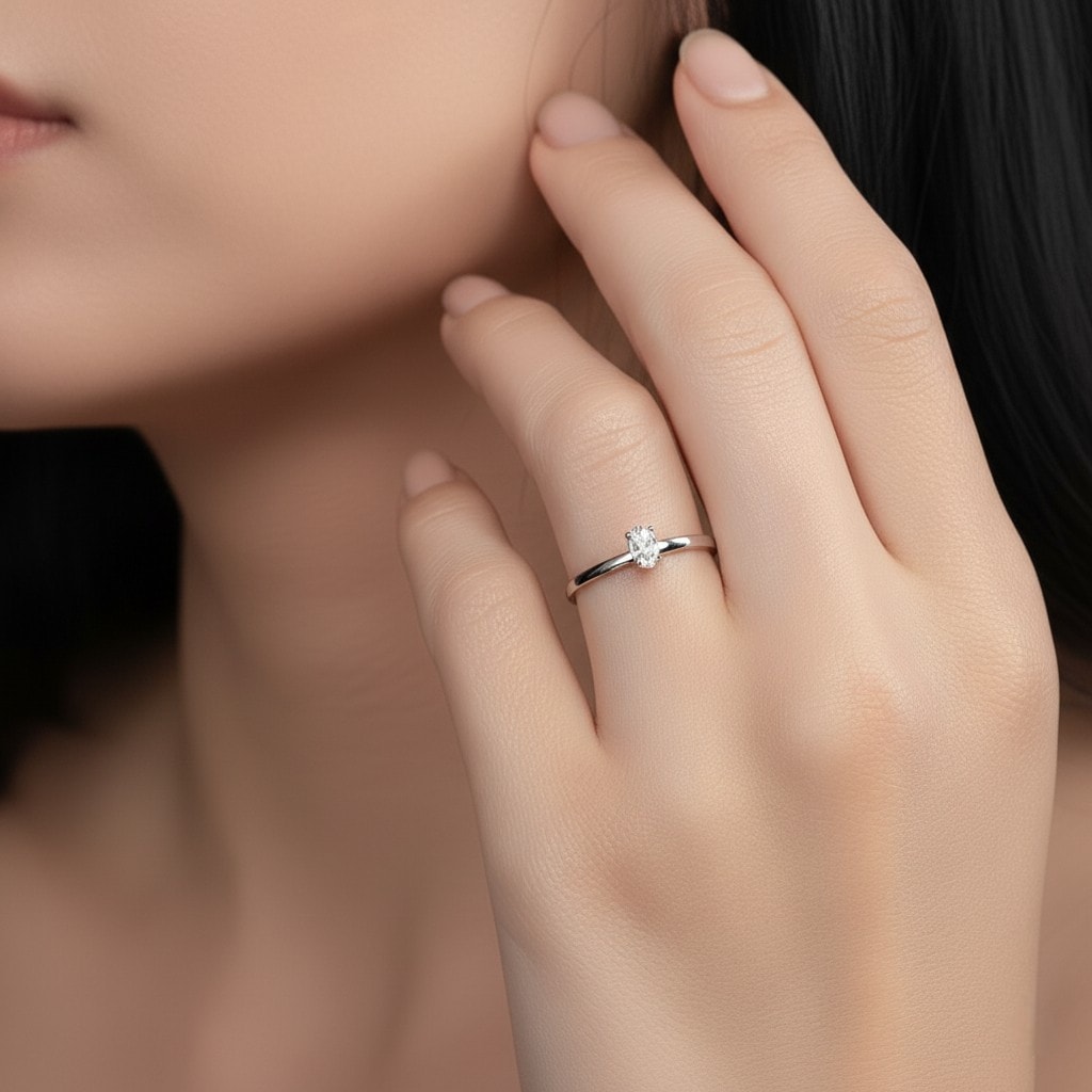 0,30 Karat Pırlanta Oval Tektaş Yüzük