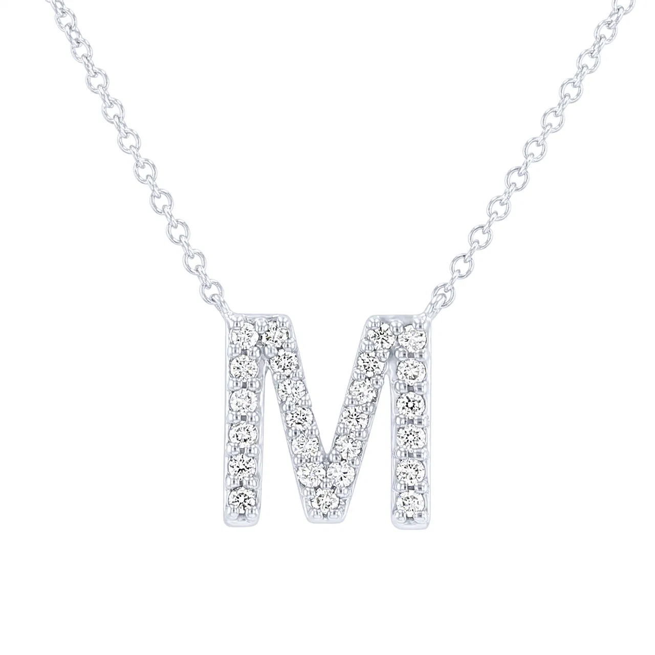 0,10 Karat Pırlanta M Harfi Kolye
