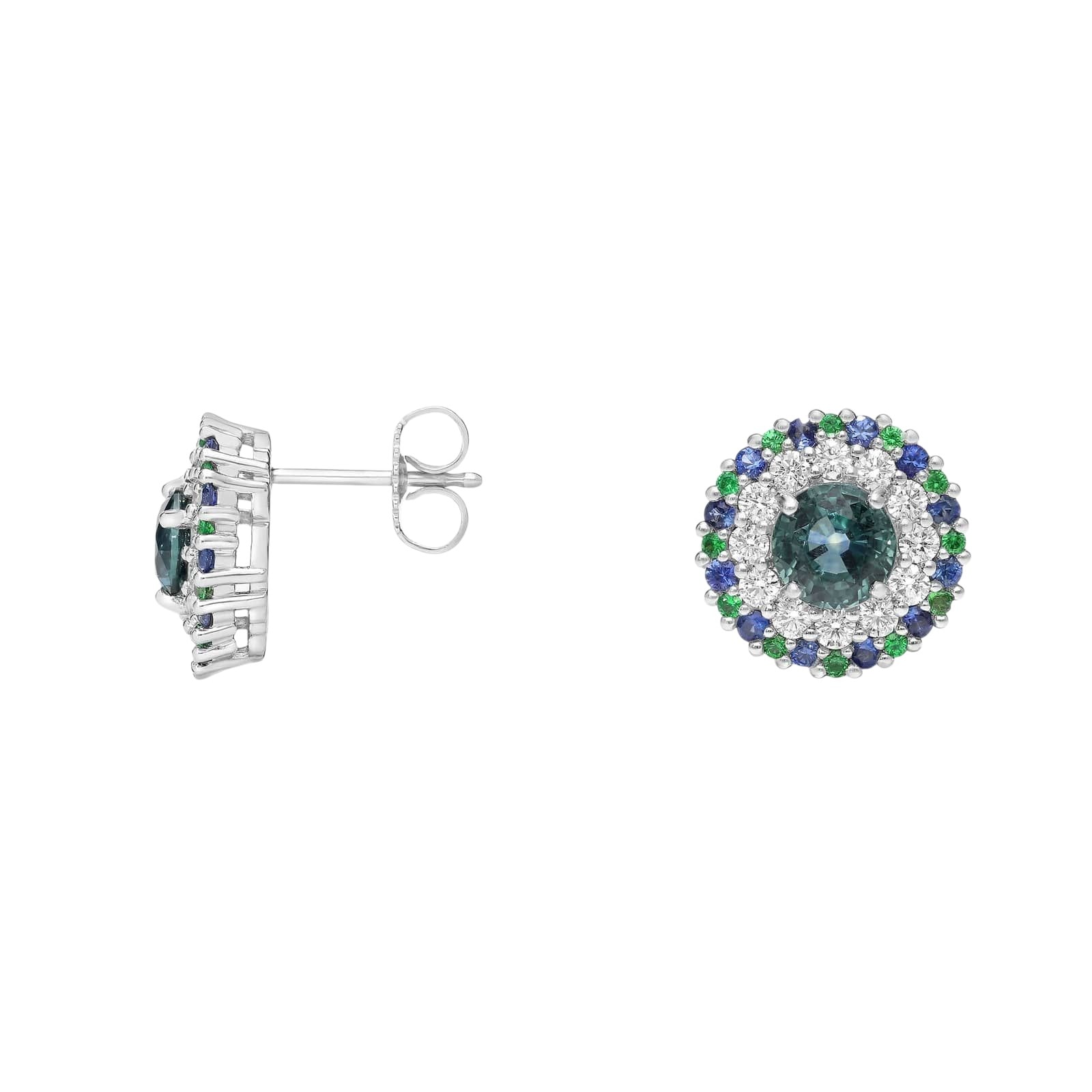 3,11 Karat Pırlanta Safir Küpe