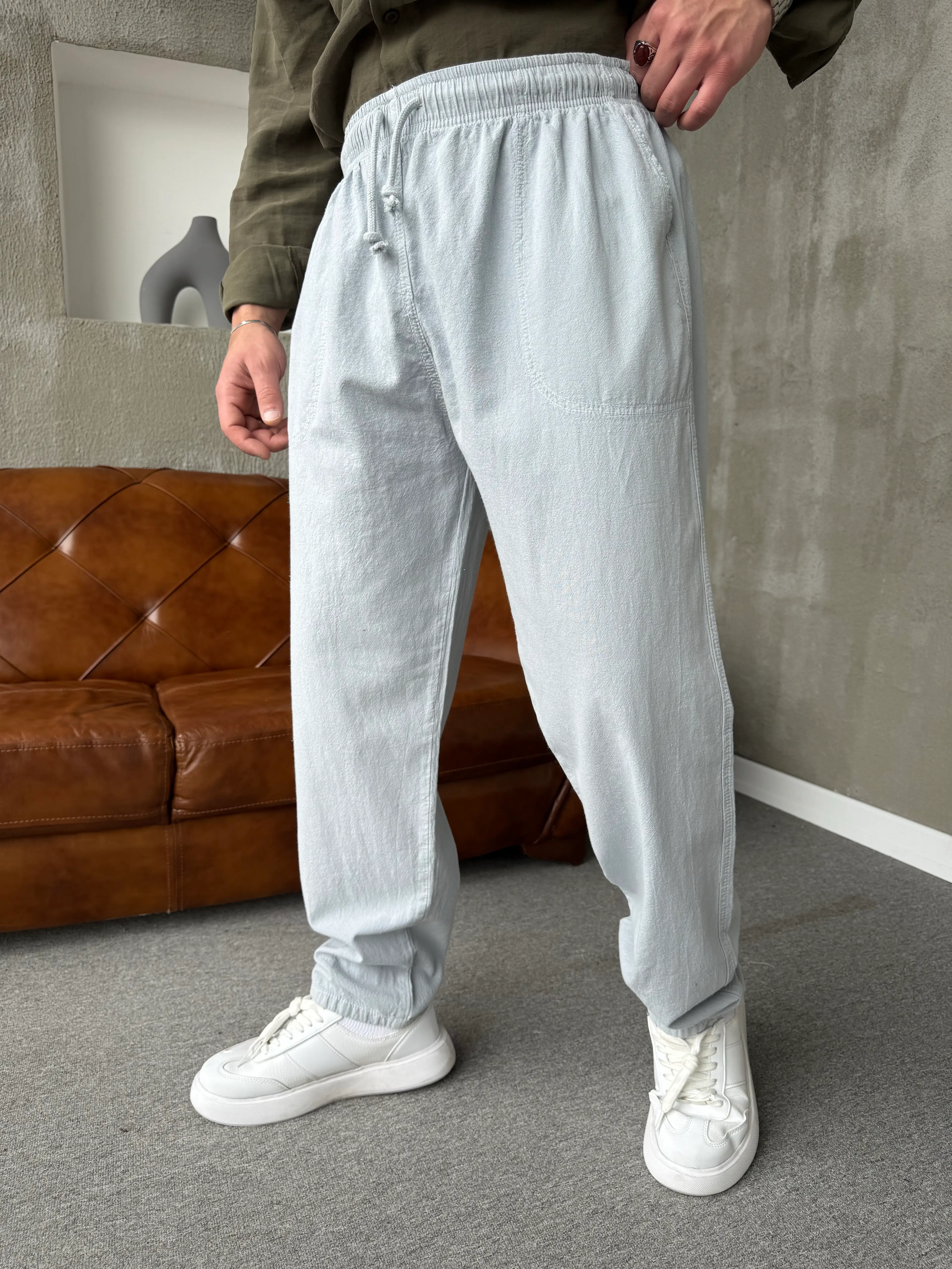 yıkamalı ham keten baggy