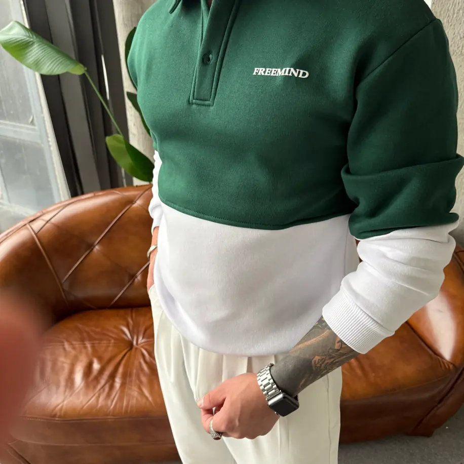 Üç İplik Polo Yaka Sweatshirt