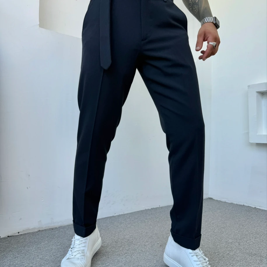 KENDİNDEN KEMERLİ KUMAŞ PANTOLON